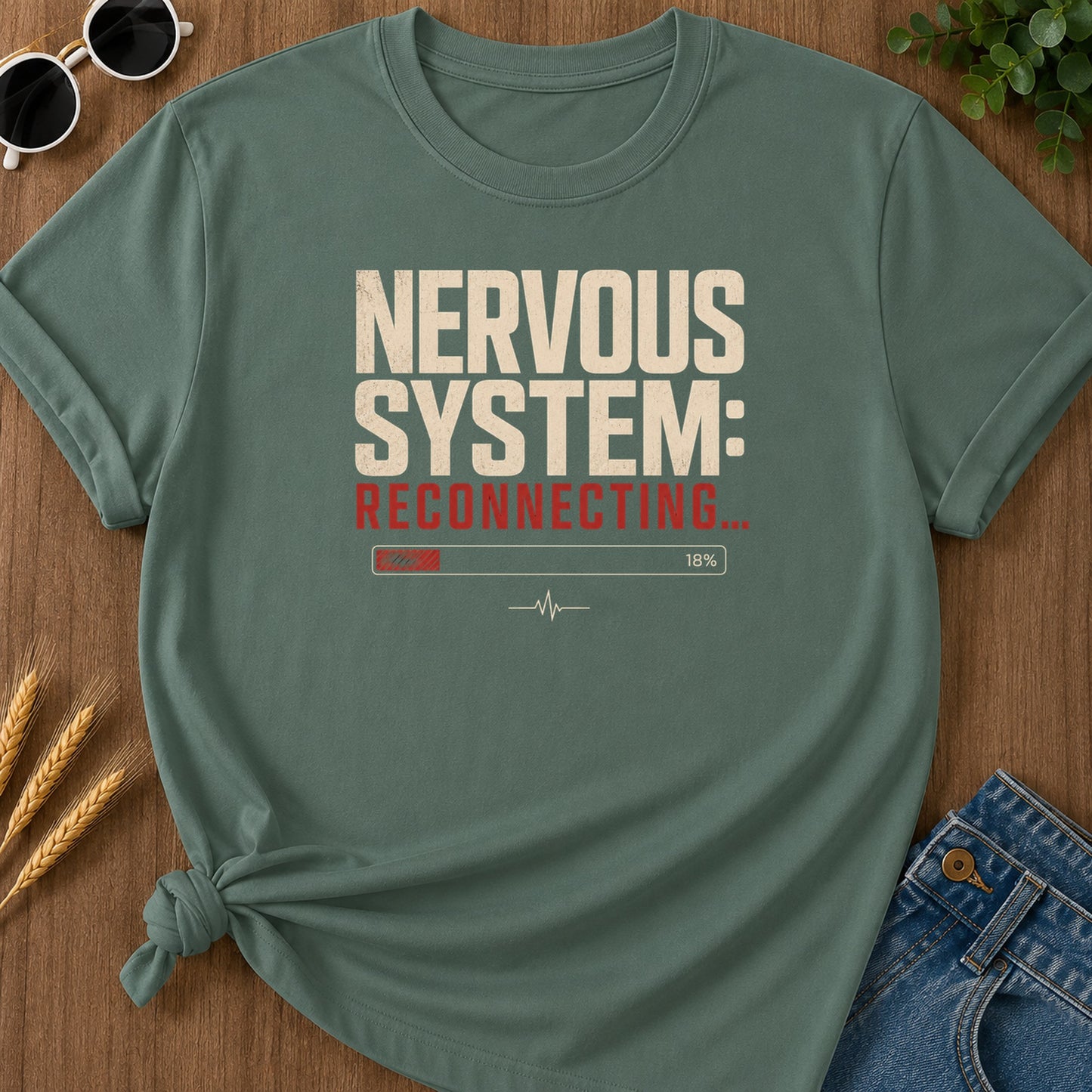 Nervous System Reconnecting 2 T-Shirt - Blue Spruce Mockup