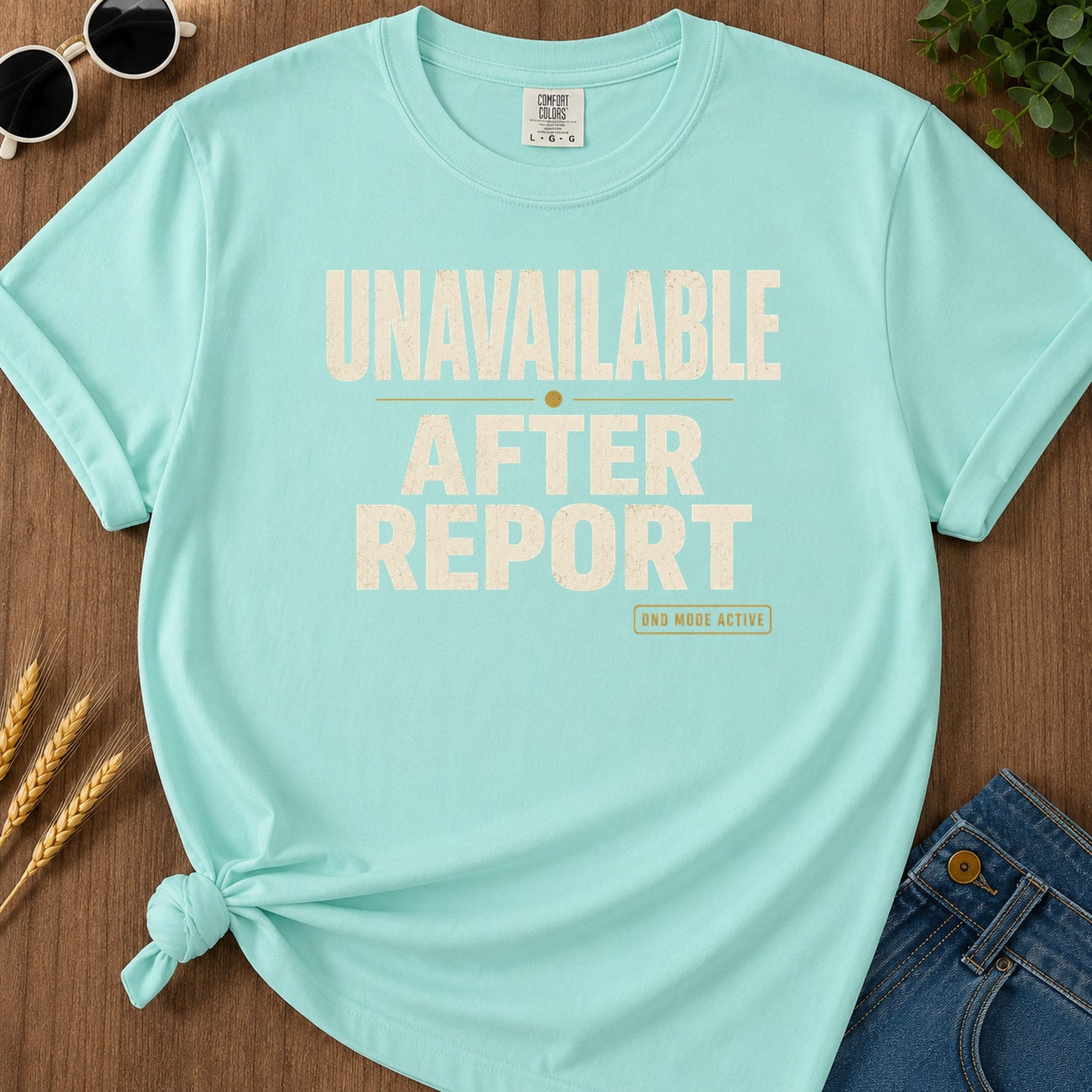 Unavailable After Report T-Shirt - Chalky Mint Mockup