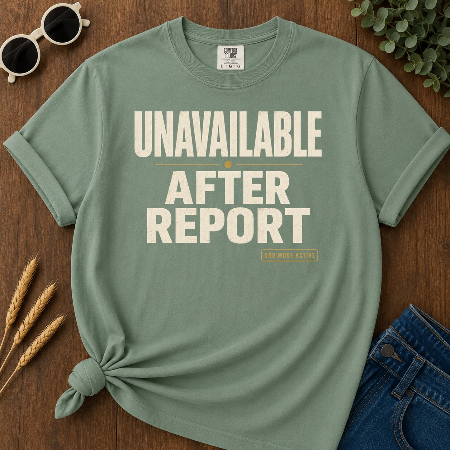 Unavailable After Report T-Shirt - Light Green Mockup