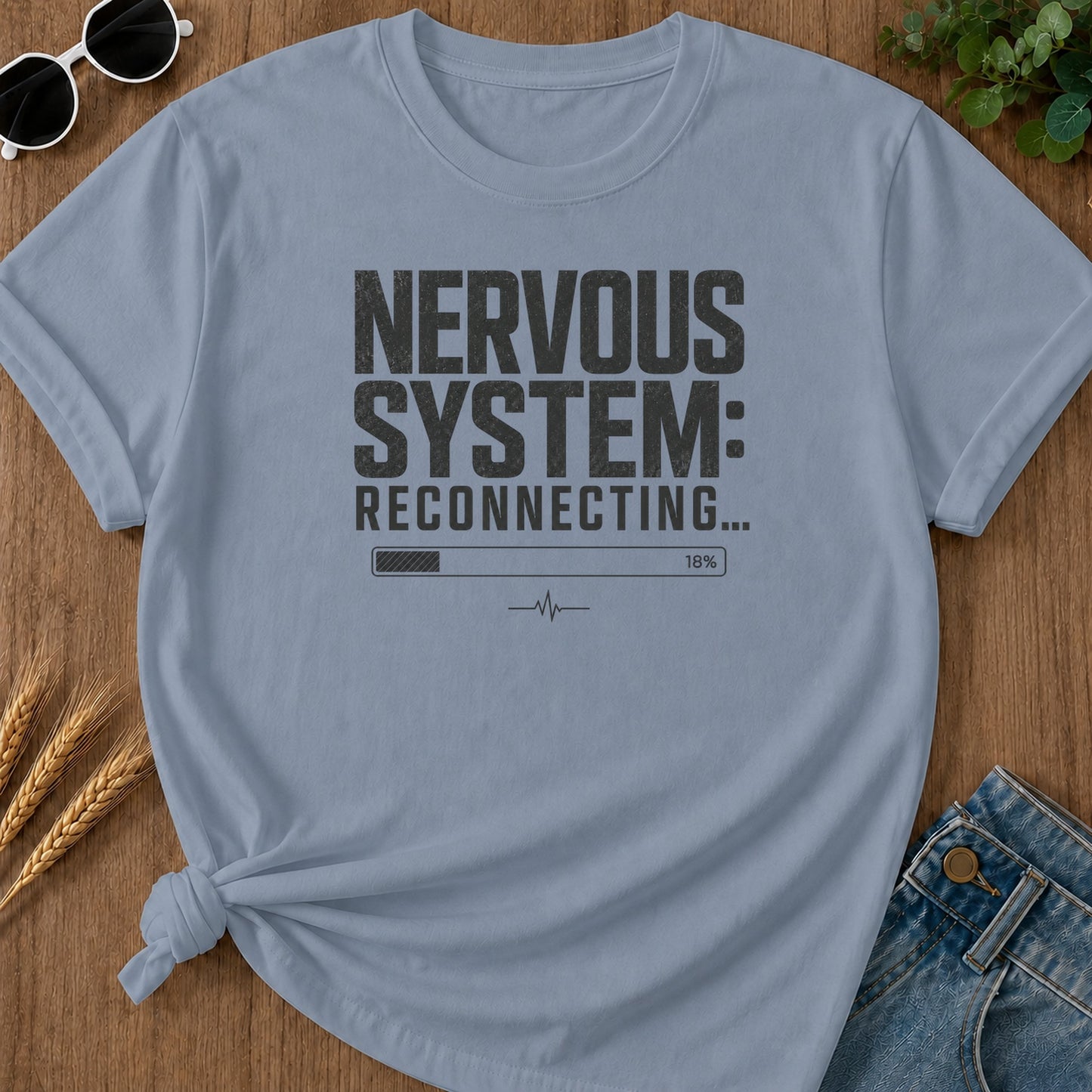 Nervous System Reconnecting 3 T-Shirt - Blue Jean Mockup