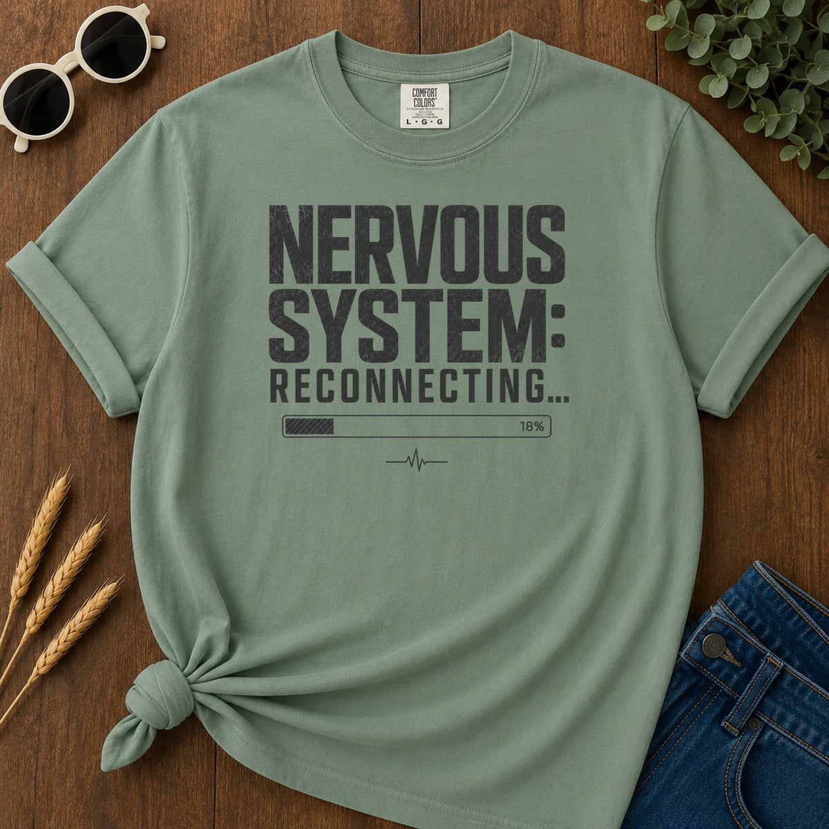 Nervous System Reconnecting 3 T-Shirt - Light Green Mockup