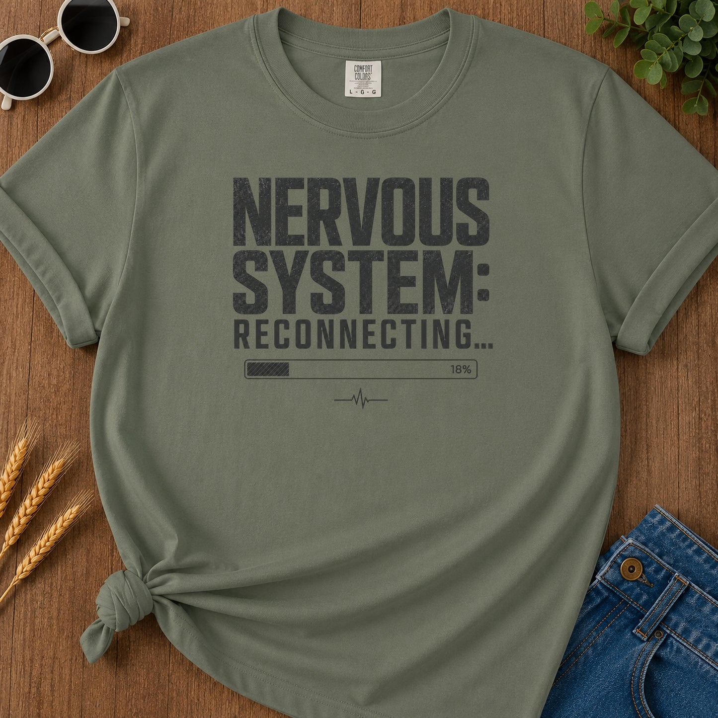 Nervous System Reconnecting 3 T-Shirt - Moss Mockup