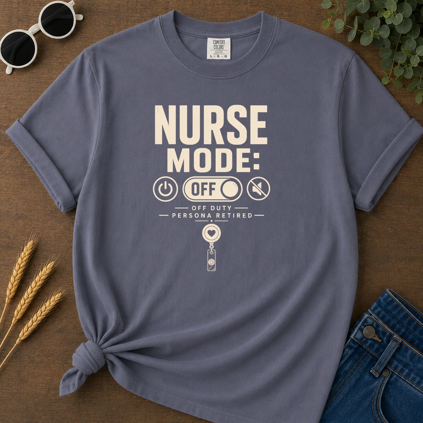 Nurse Mode Off 398 T-Shirt - Navy Mockup