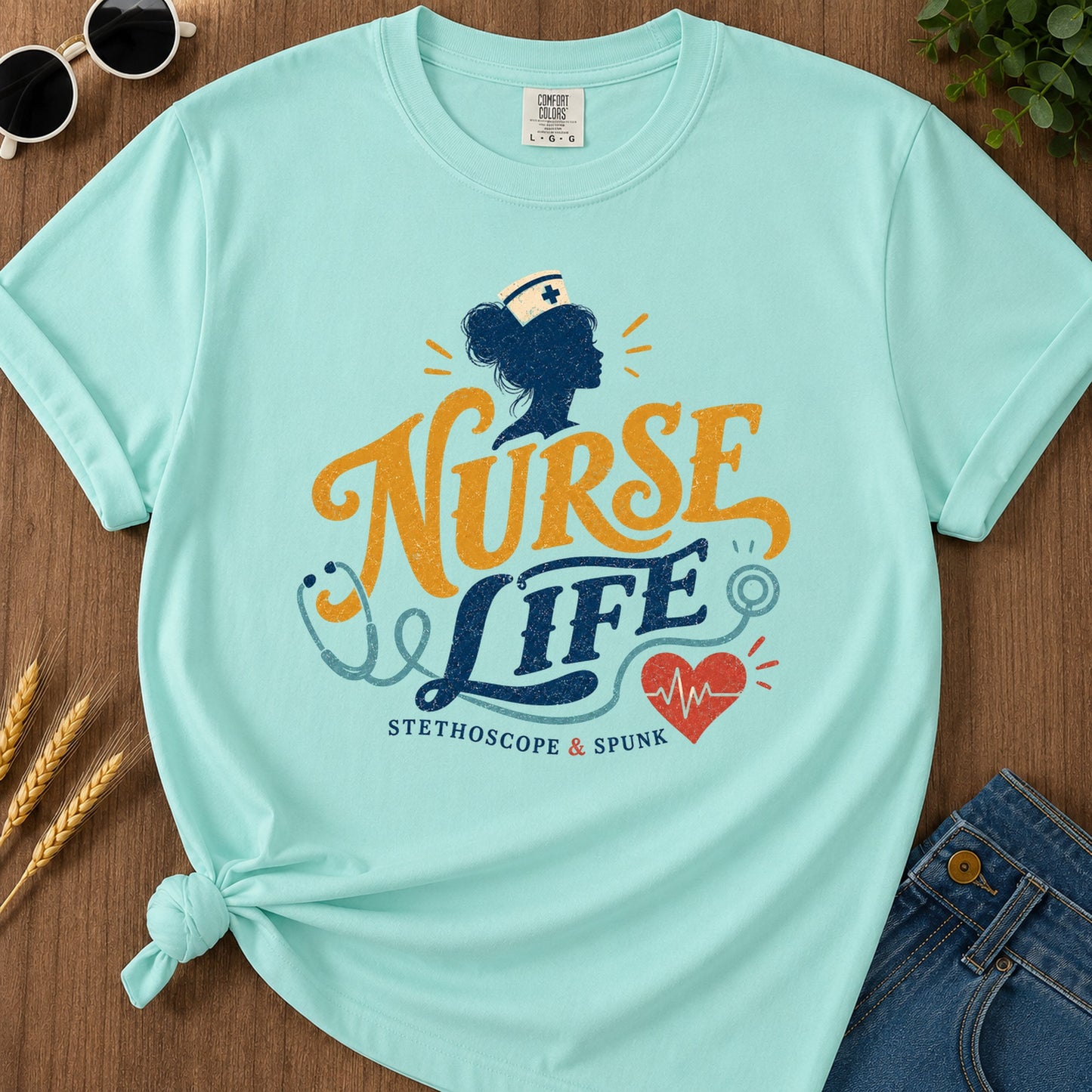 Stethoscope Spunk T-Shirt - Chalky Mint Mockup