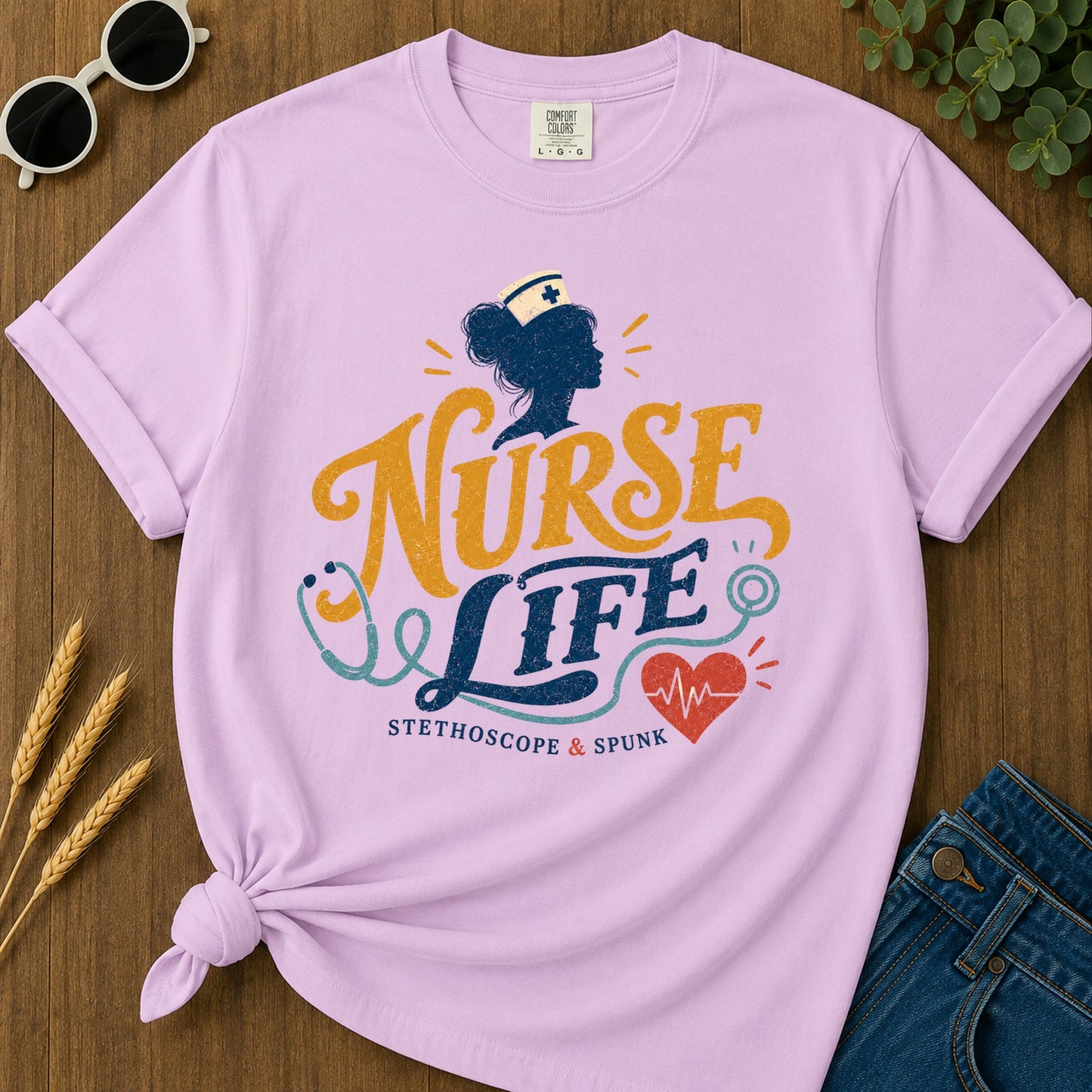 Stethoscope Spunk T-Shirt - Orchid Mockup