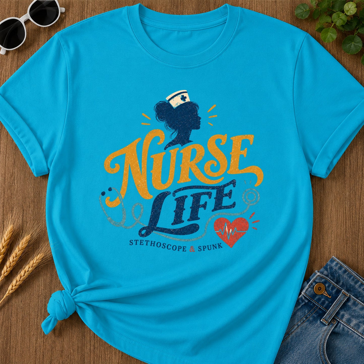 Stethoscope Spunk T-Shirt - Sapphire Mockup