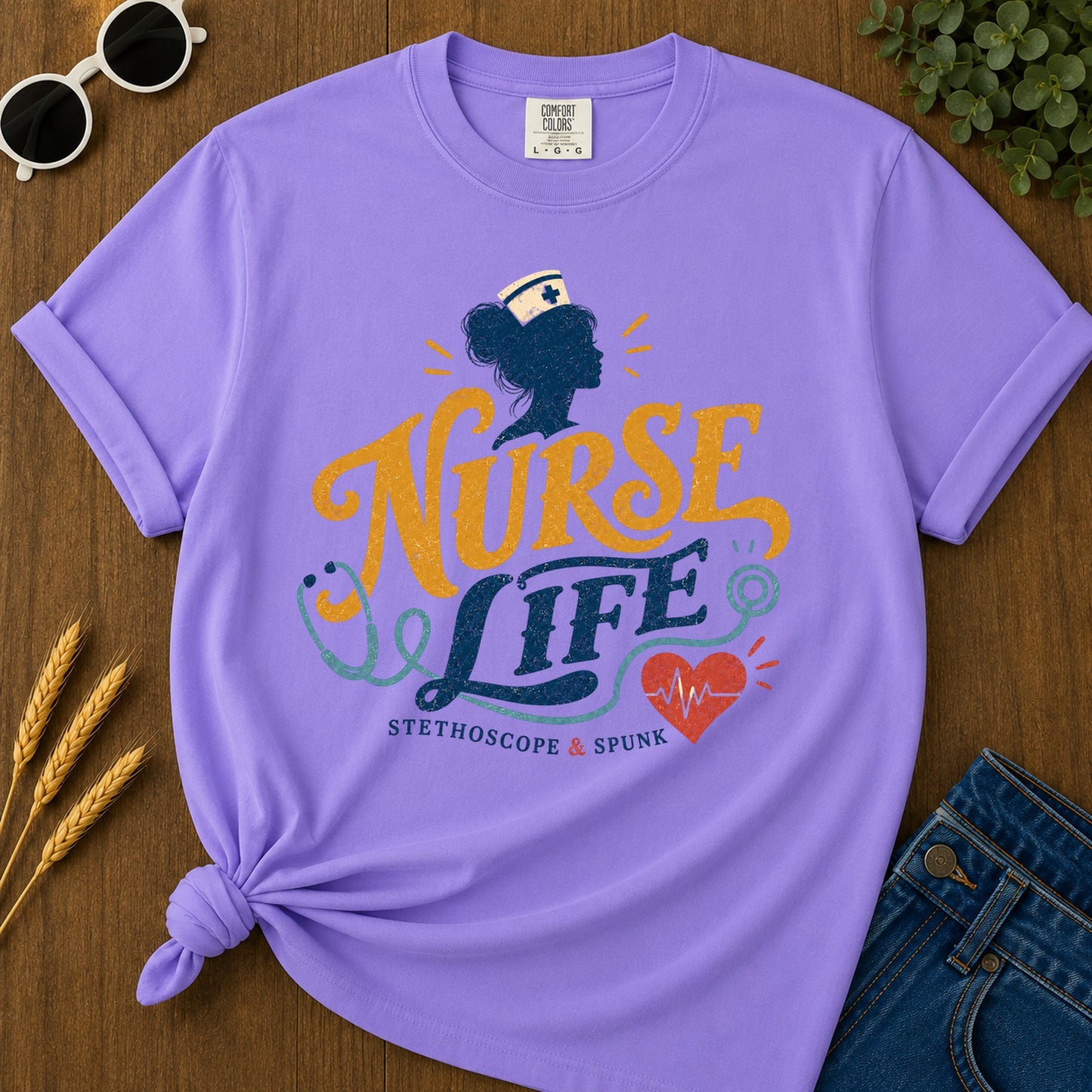Stethoscope Spunk T-Shirt - Violet Mockup