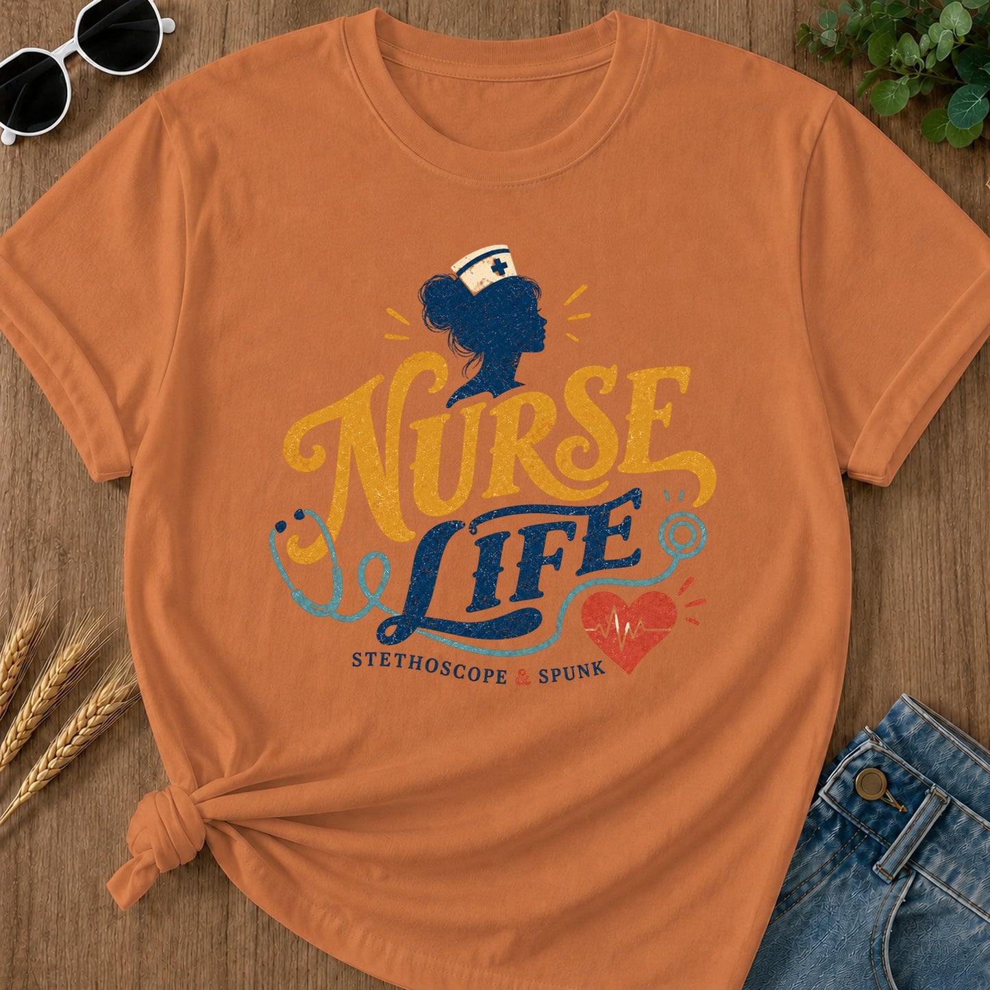 Stethoscope Spunk T-Shirt - Yam Mockup