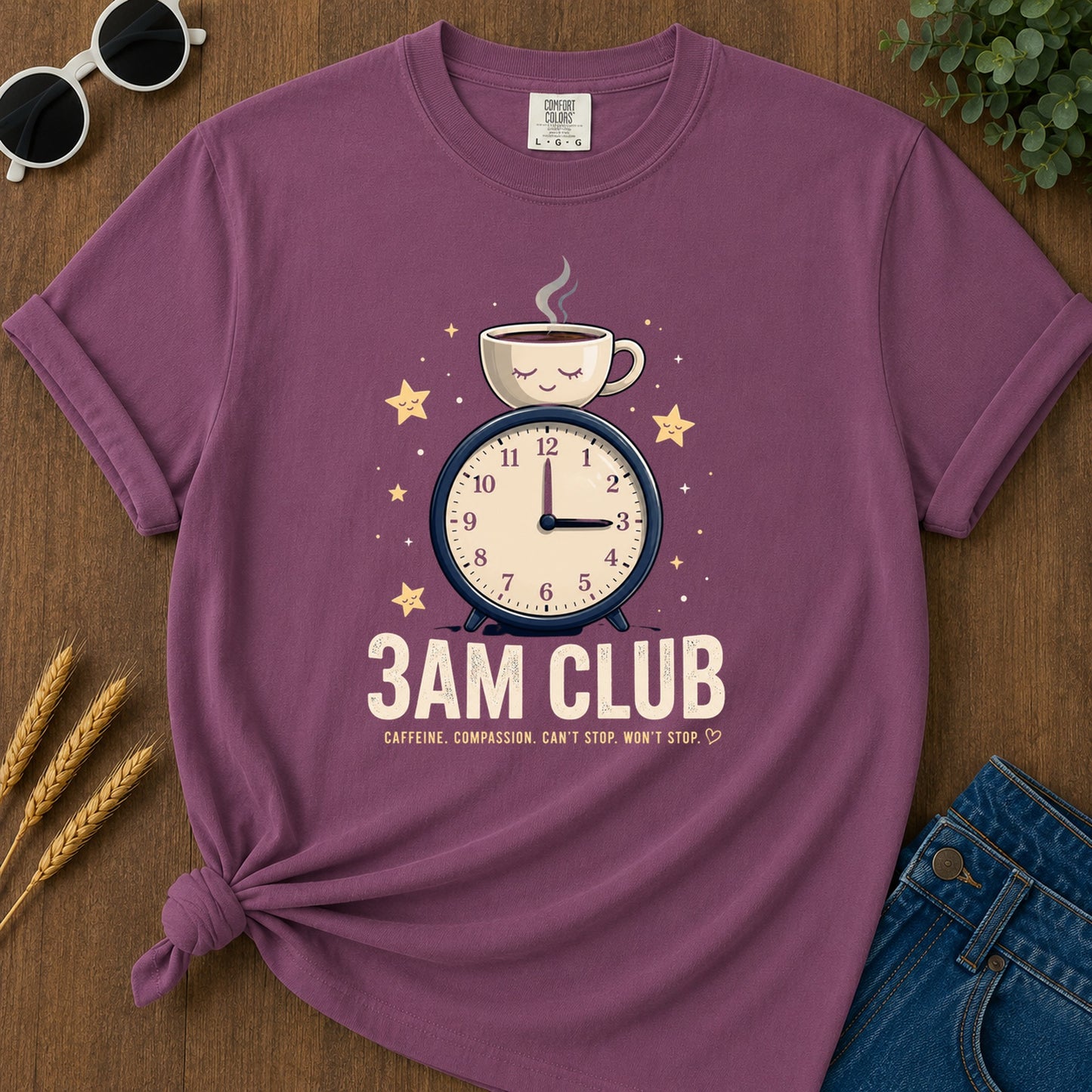 3am Club Caffeine Compassion T-Shirt - Berry