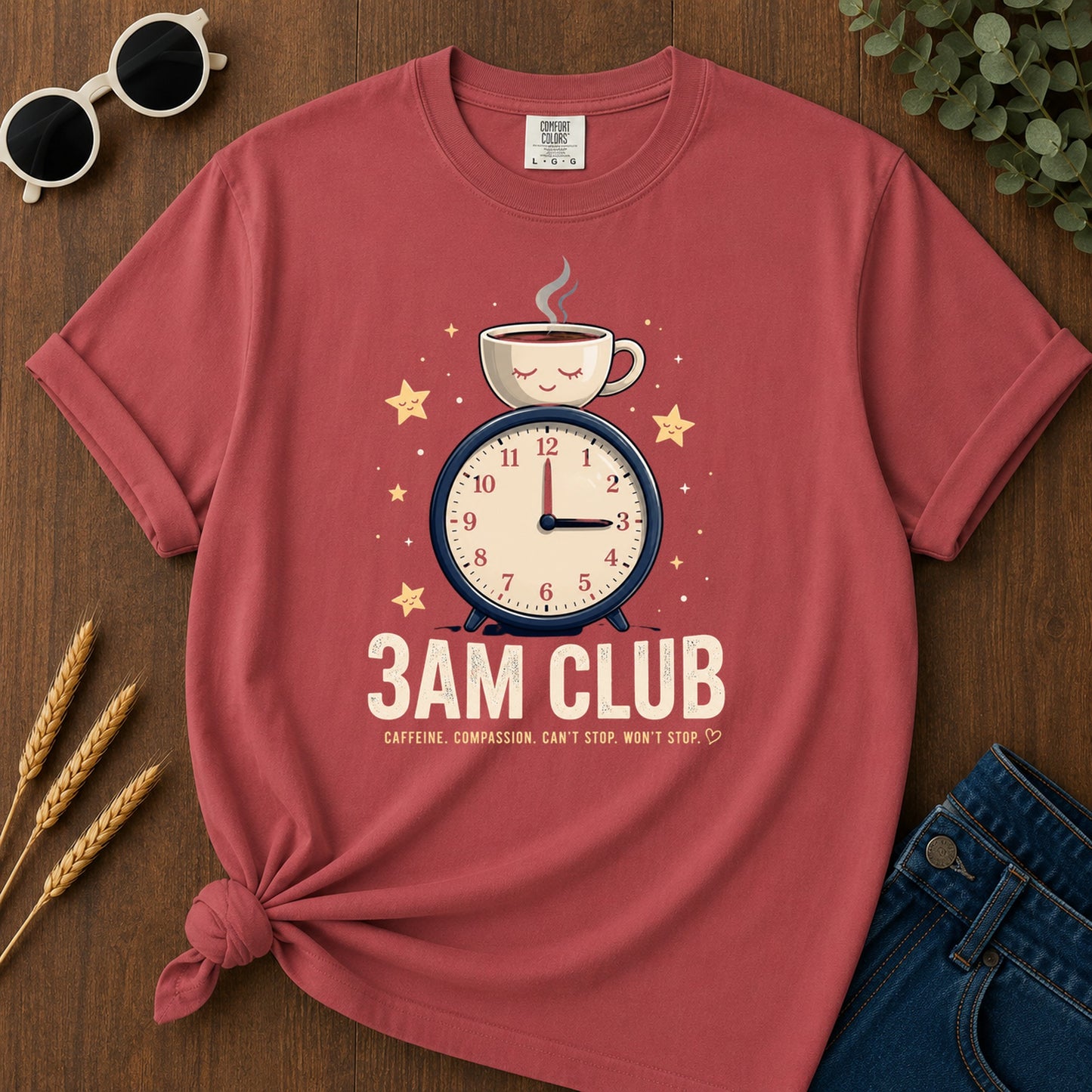 3am Club Caffeine Compassion T-Shirt - Crimson