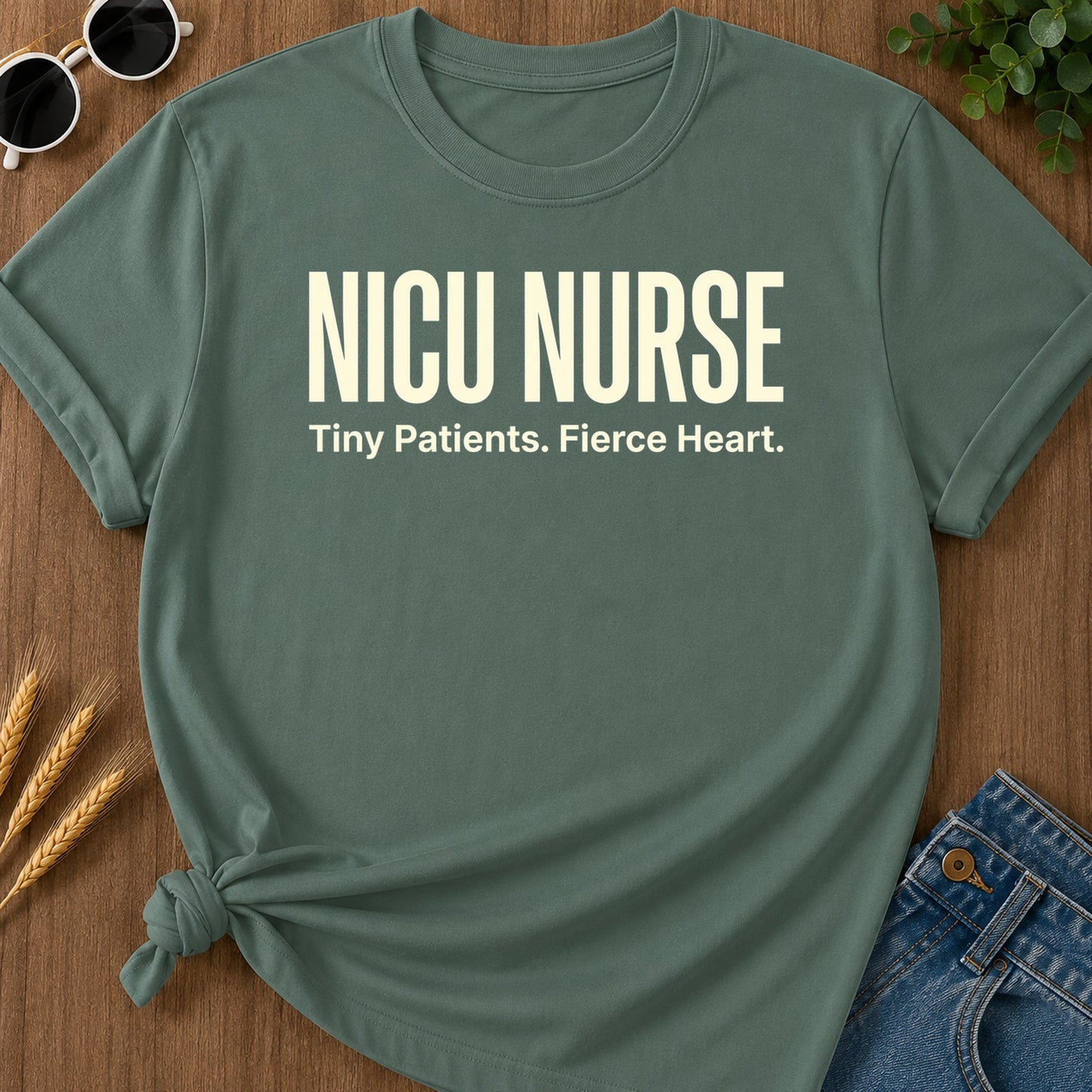 Nicu Fierce Heart T-Shirt - Blue Spruce Mockup