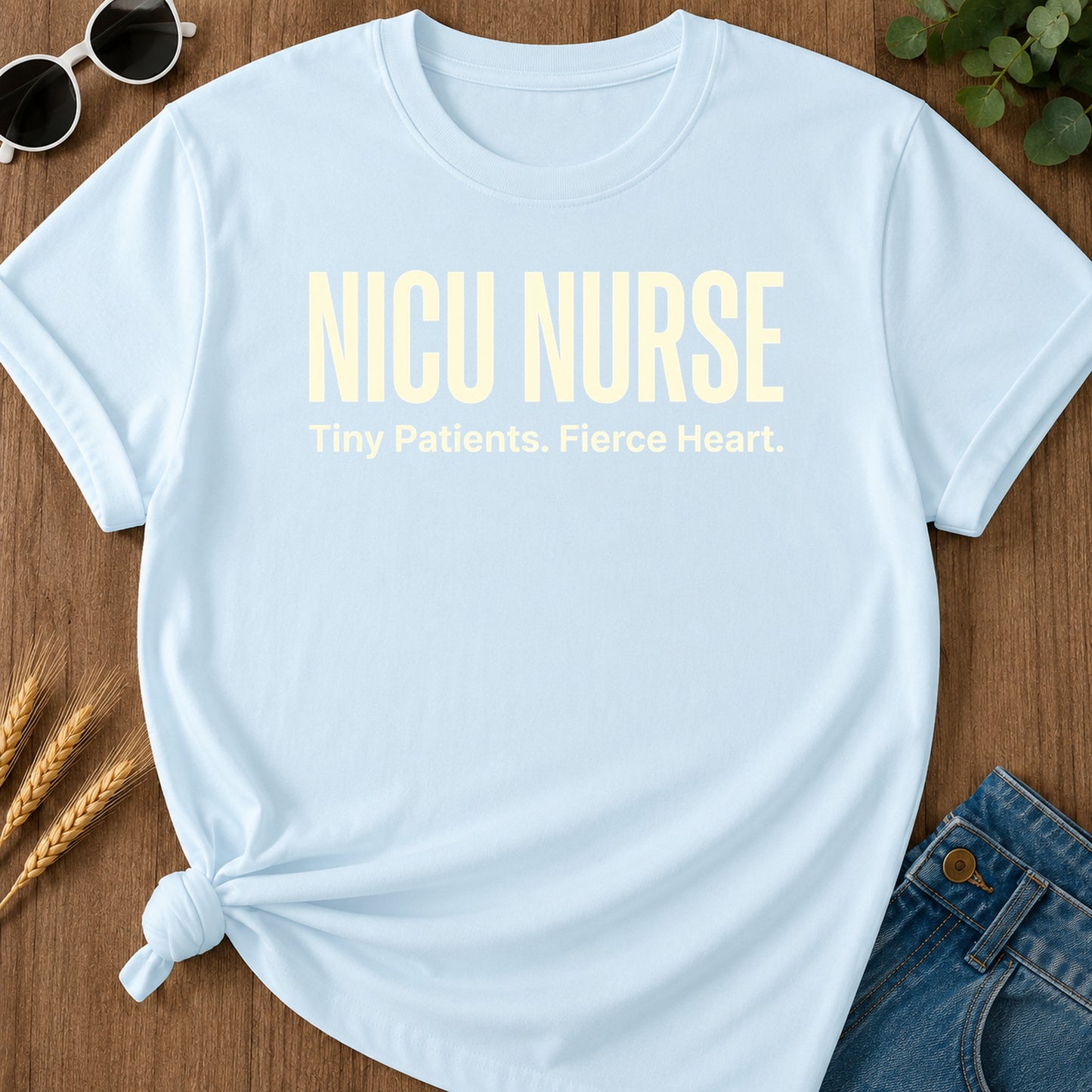 Nicu Fierce Heart T-Shirt - Chambray Mockup
