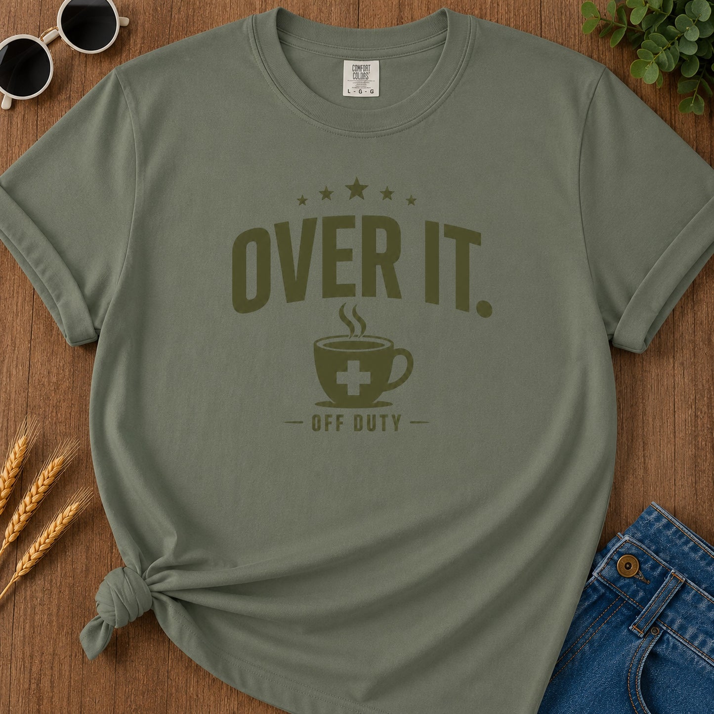 Over It 2 T-Shirt - Moss Mockup
