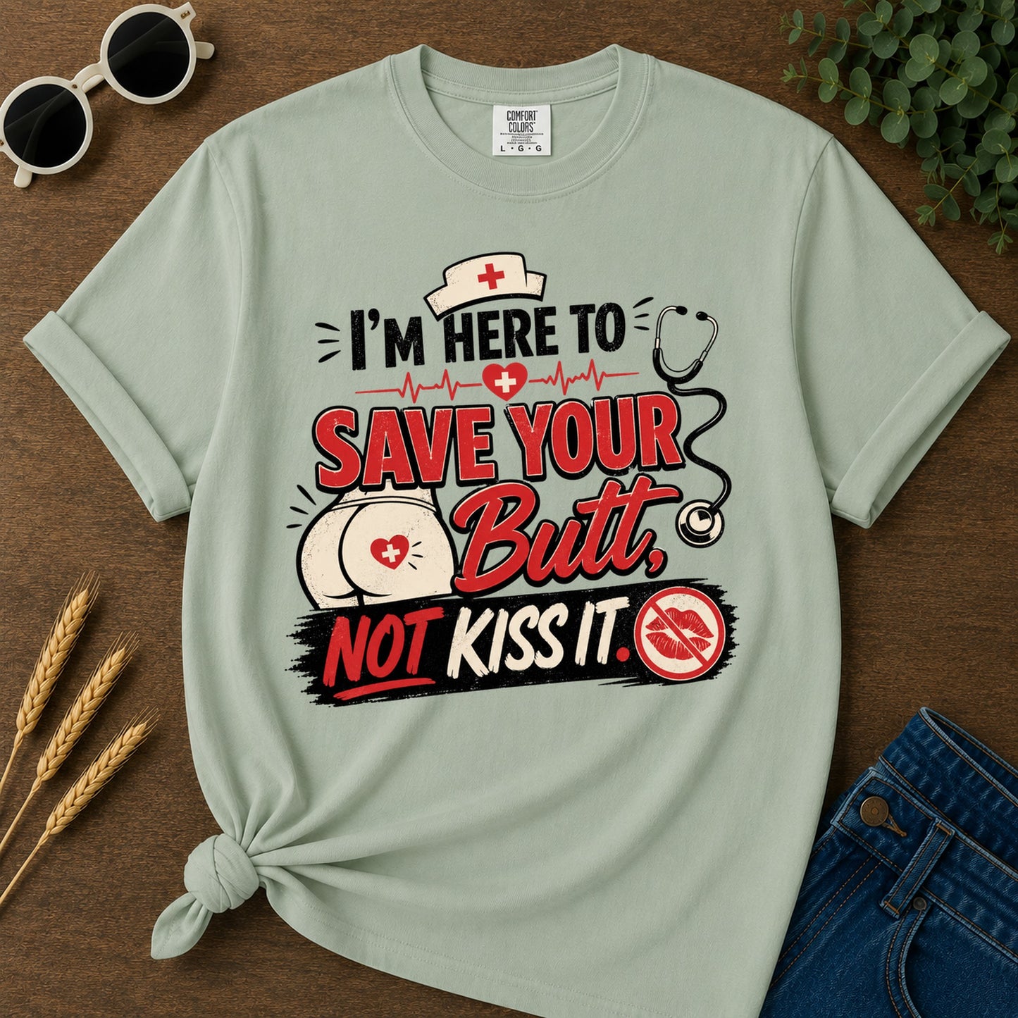 Save Your Butt T-Shirt - Bay Mockup