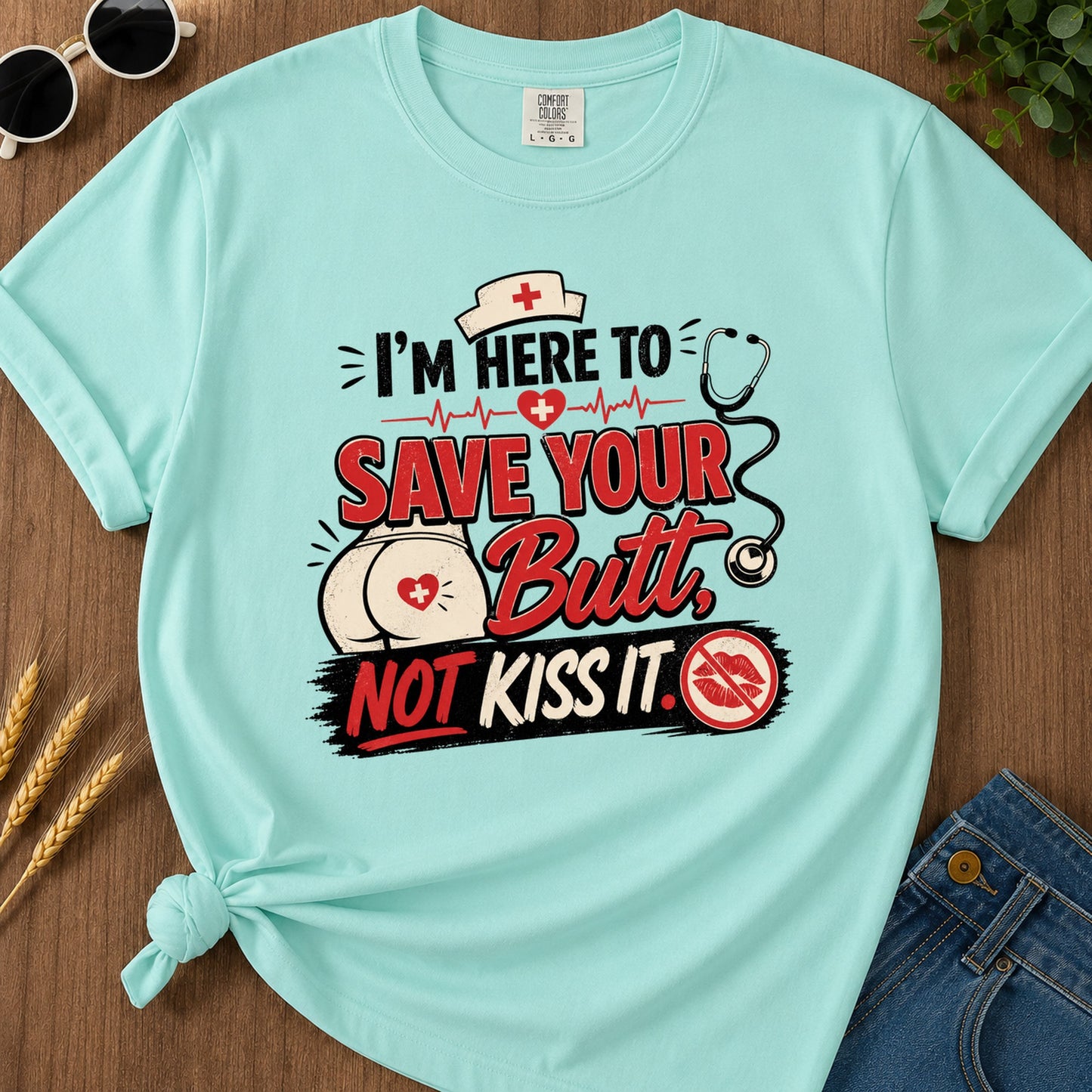 Save Your Butt T-Shirt - Chalky Mint Mockup