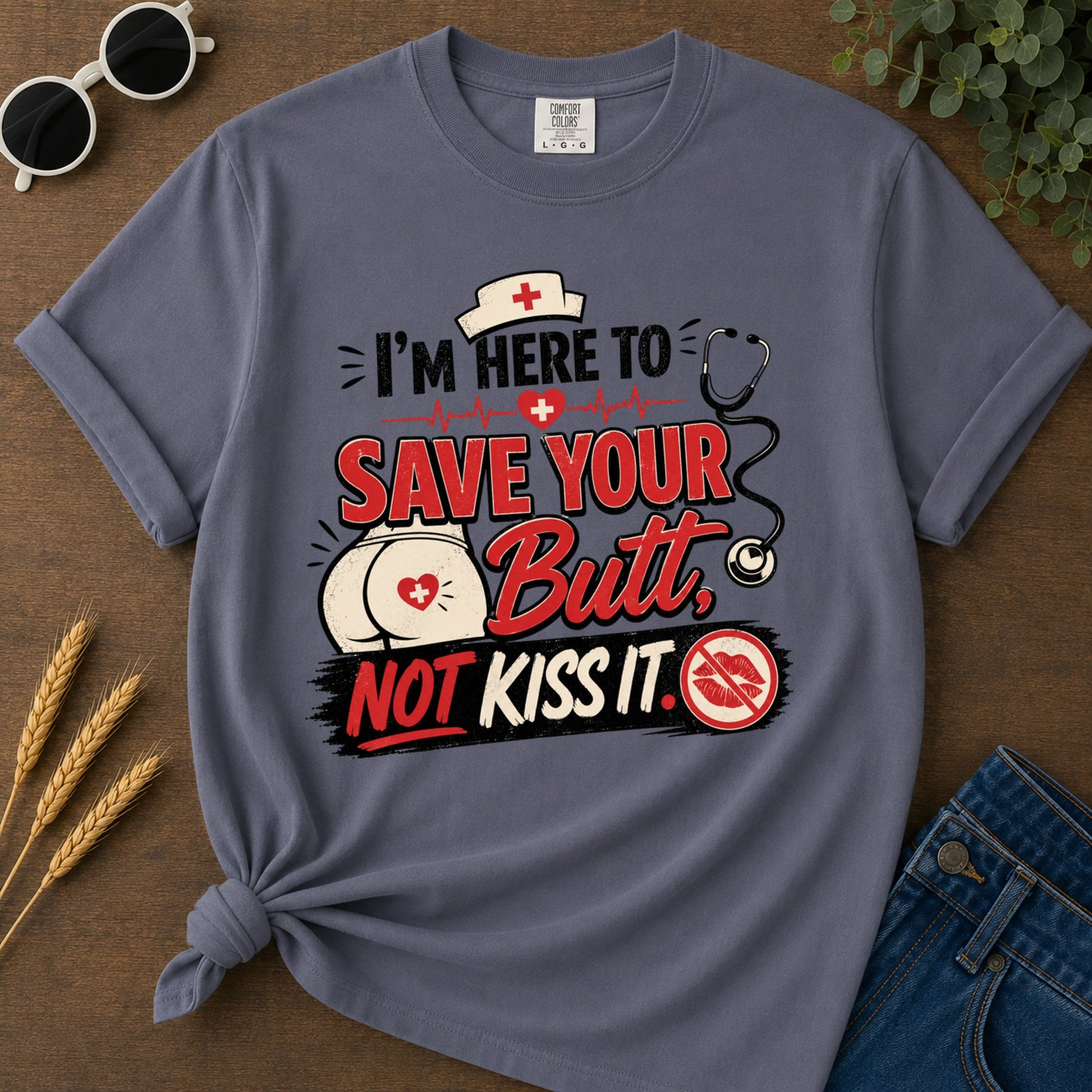 Save Your Butt T-Shirt - Navy Mockup