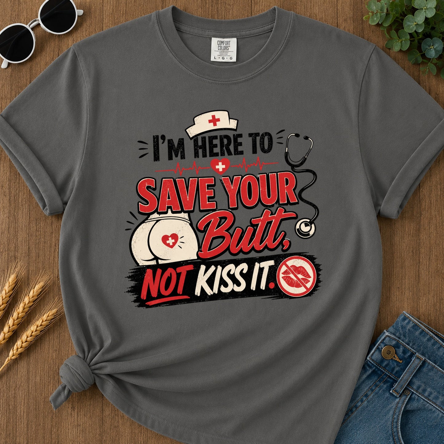 Save Your Butt T-Shirt - Pepper Mockup