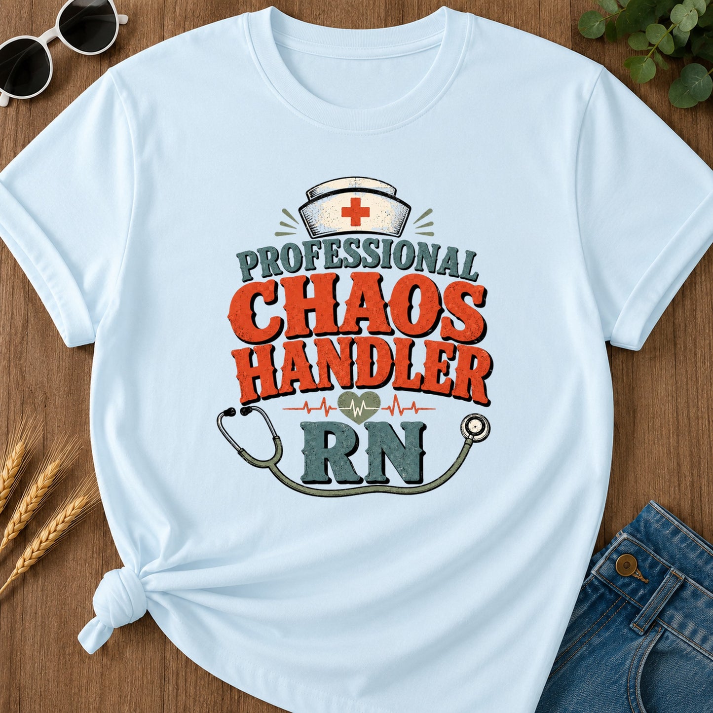 Professional Chaos Handler 2 T-Shirt - Chambray Mockup