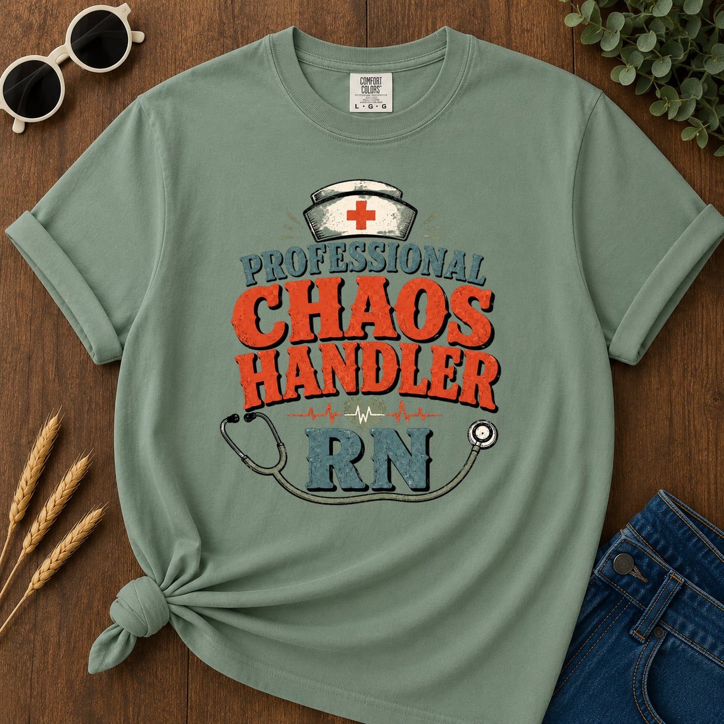 Professional Chaos Handler 2 T-Shirt - Light Green Mockup