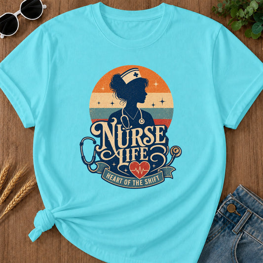 Heart Shift 2 T-Shirt - Lagoon Blue Mockup