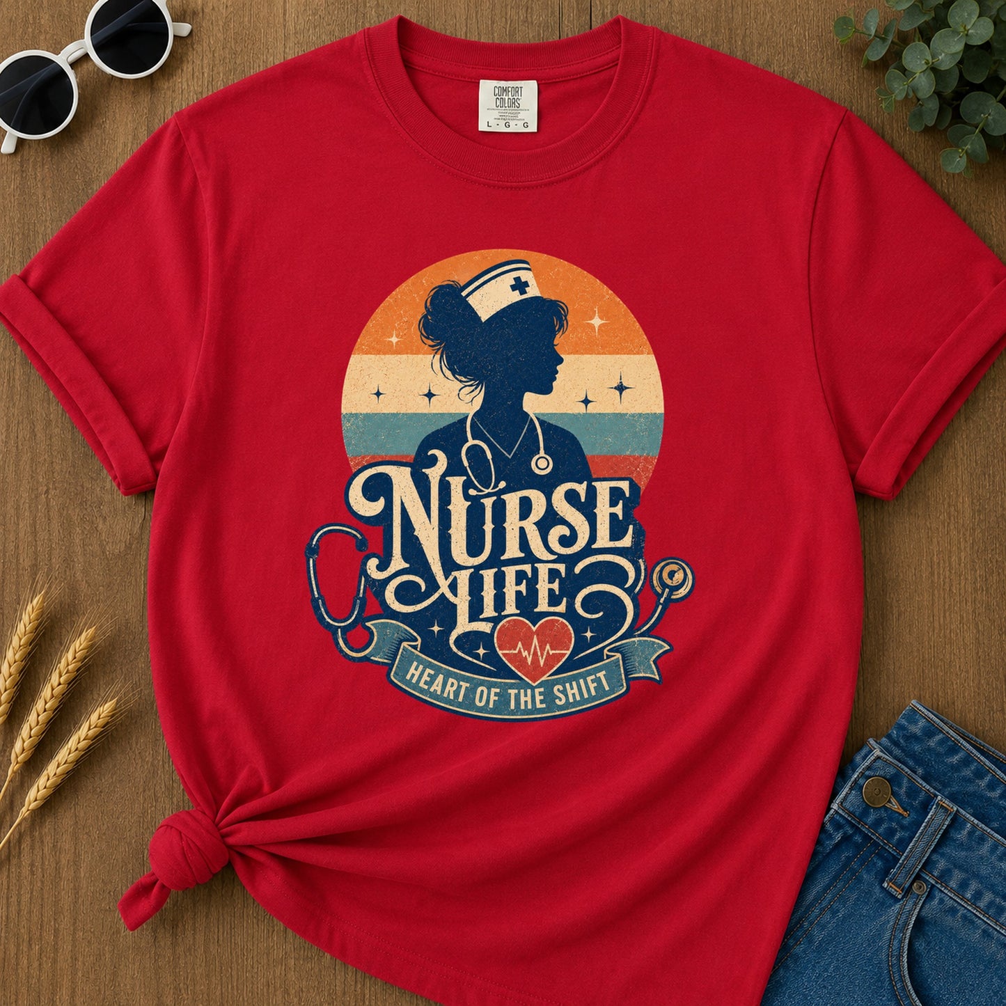 Heart Shift 2 T-Shirt - Red Mockup