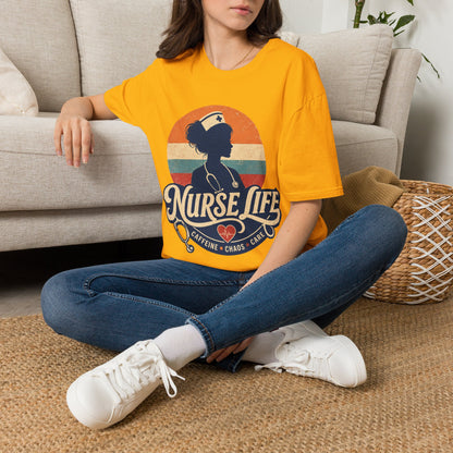 Nurse Life Caffeine Chaos Care T-shirt