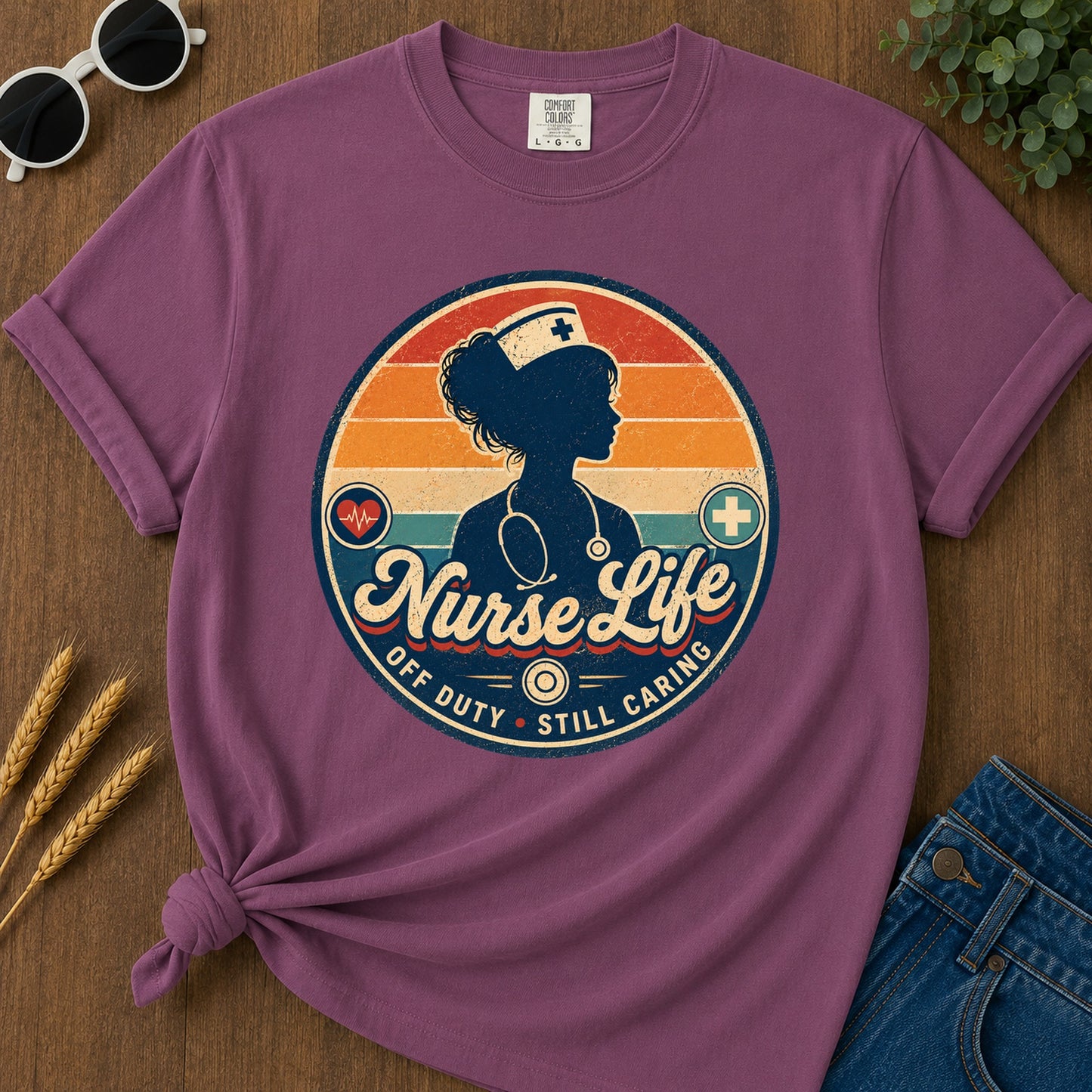 Off Duty Caring 2 T-Shirt - Berry Mockup