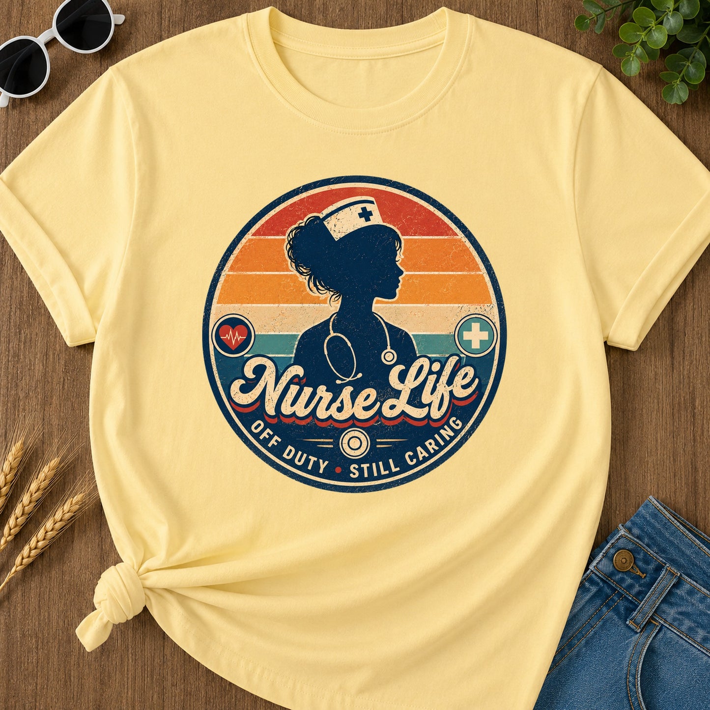 Off Duty Caring 2 T-Shirt - Butter Mockup
