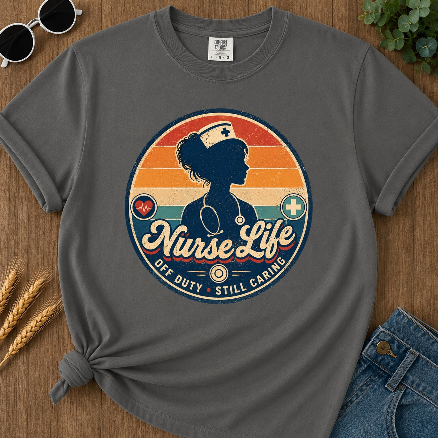 Off Duty Caring 2 T-Shirt - Pepper Mockup