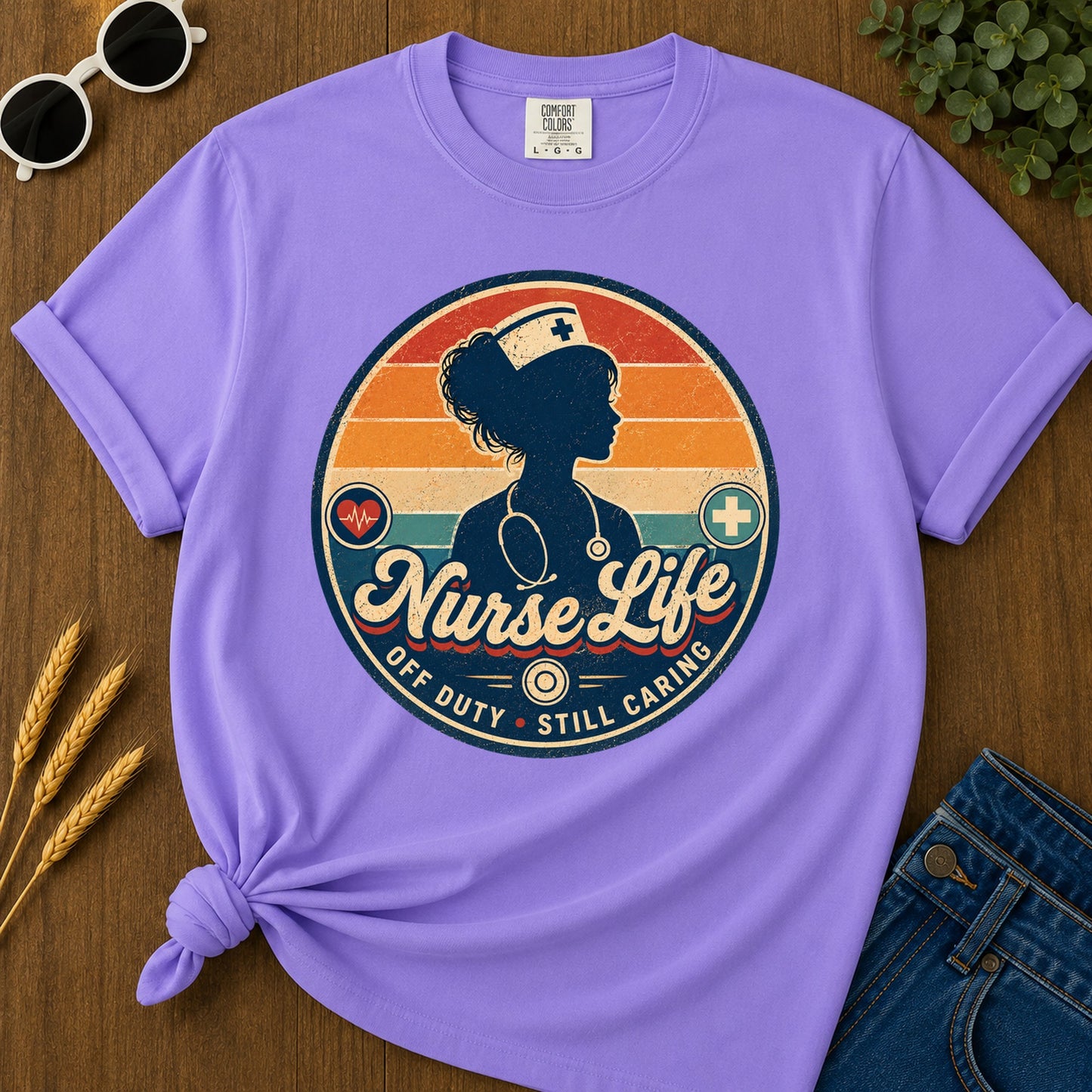 Off Duty Caring 2 T-Shirt - Violet Mockup
