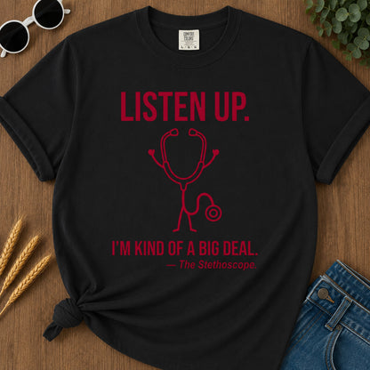 Listen Up T-Shirt - Black Mockup