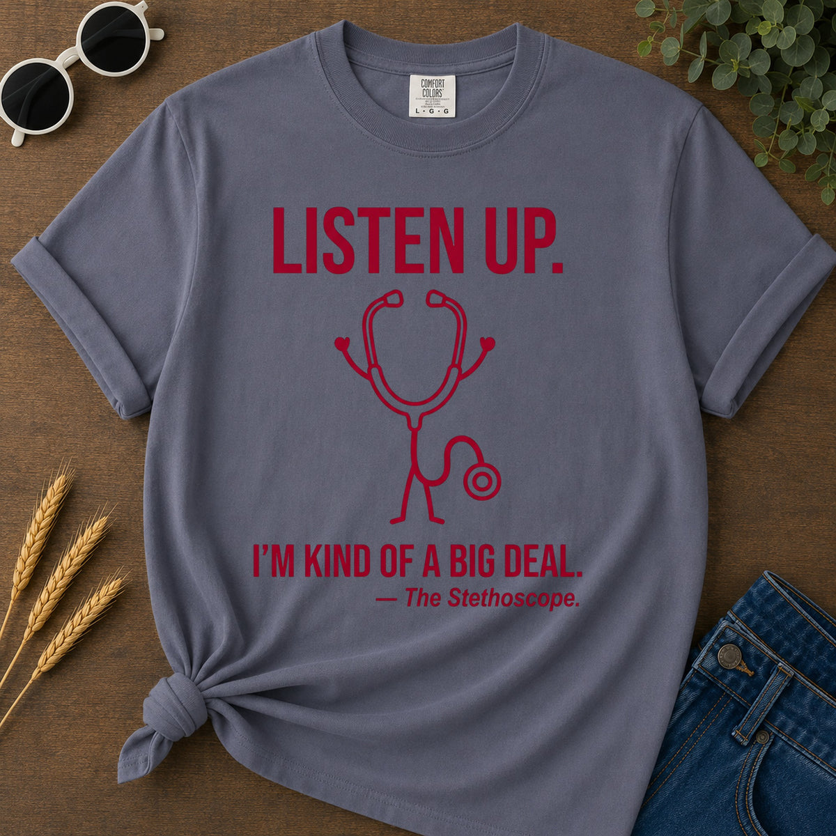 Listen Up T-Shirt - Navy Mockup