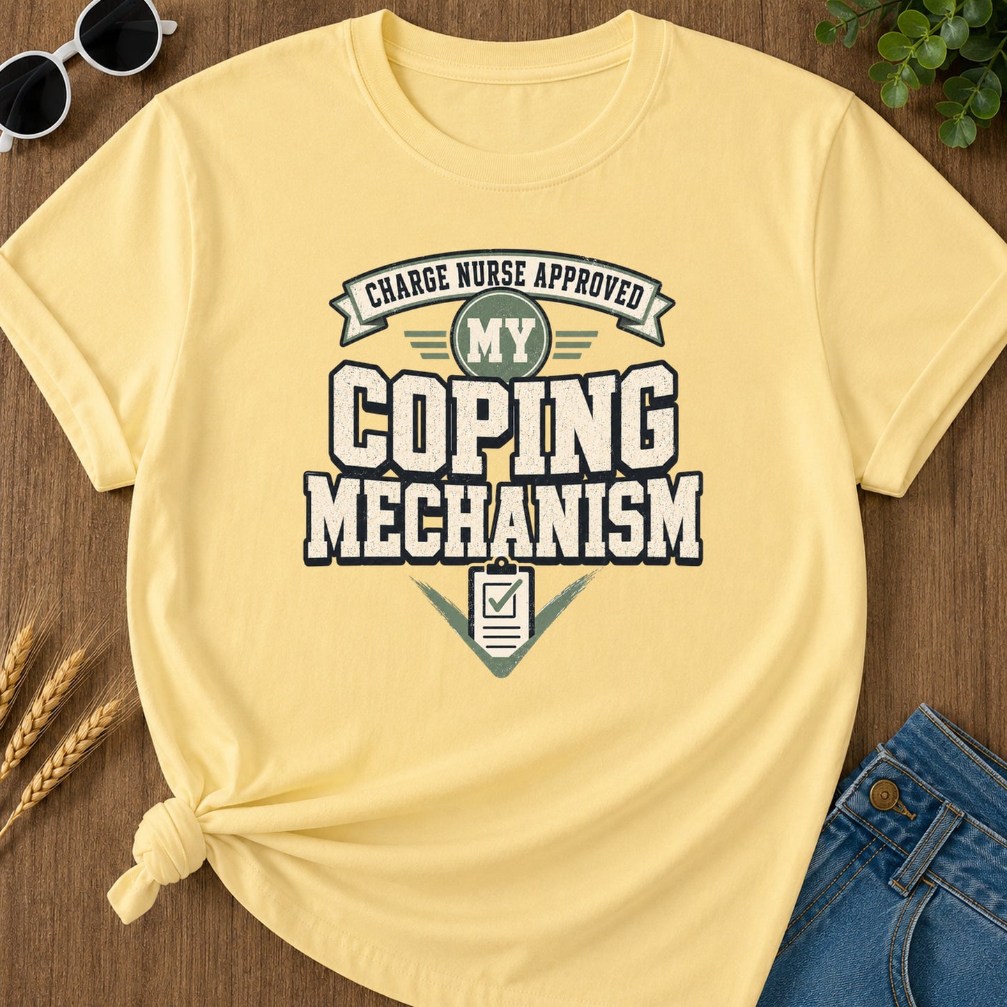 Coping Mechanism T-Shirt - Butter Mockup