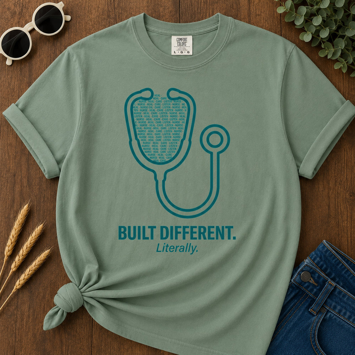 Built Different T-Shirt - Light Green Mockup