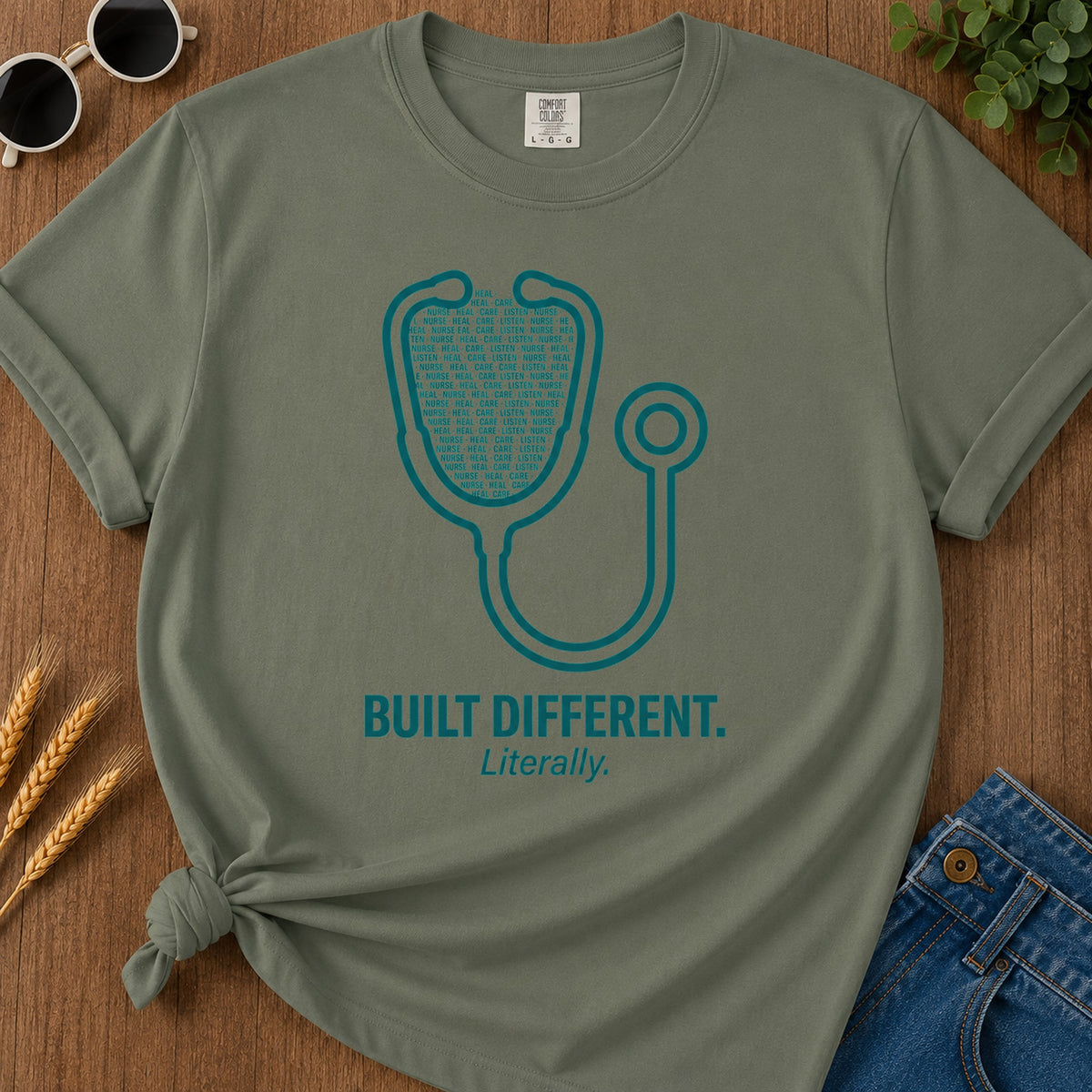 Built Different T-Shirt - Moss Mockup