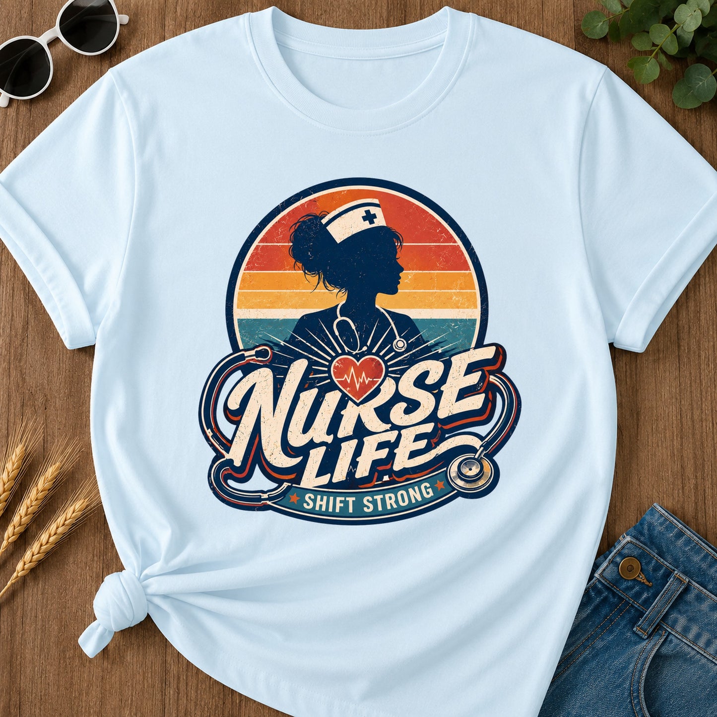 Shift Strong 2 T-Shirt - Chambray Mockup