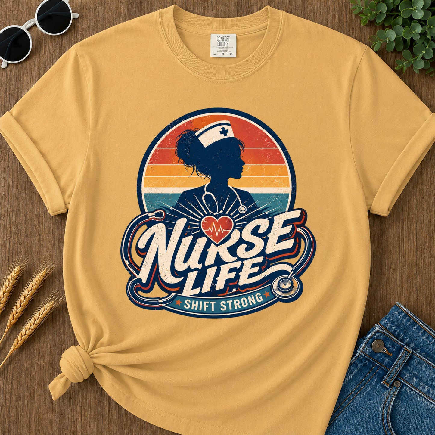 Shift Strong 2 T-Shirt - Mustard Mockup