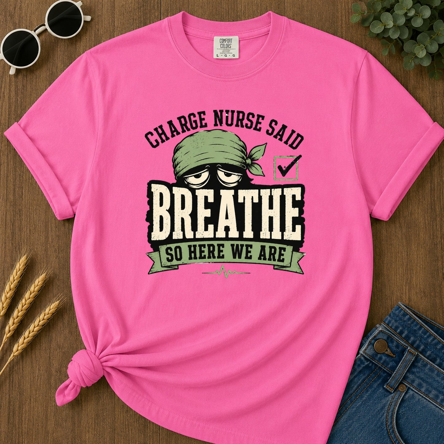 Breathe T-Shirt - Neon Pink Mockup