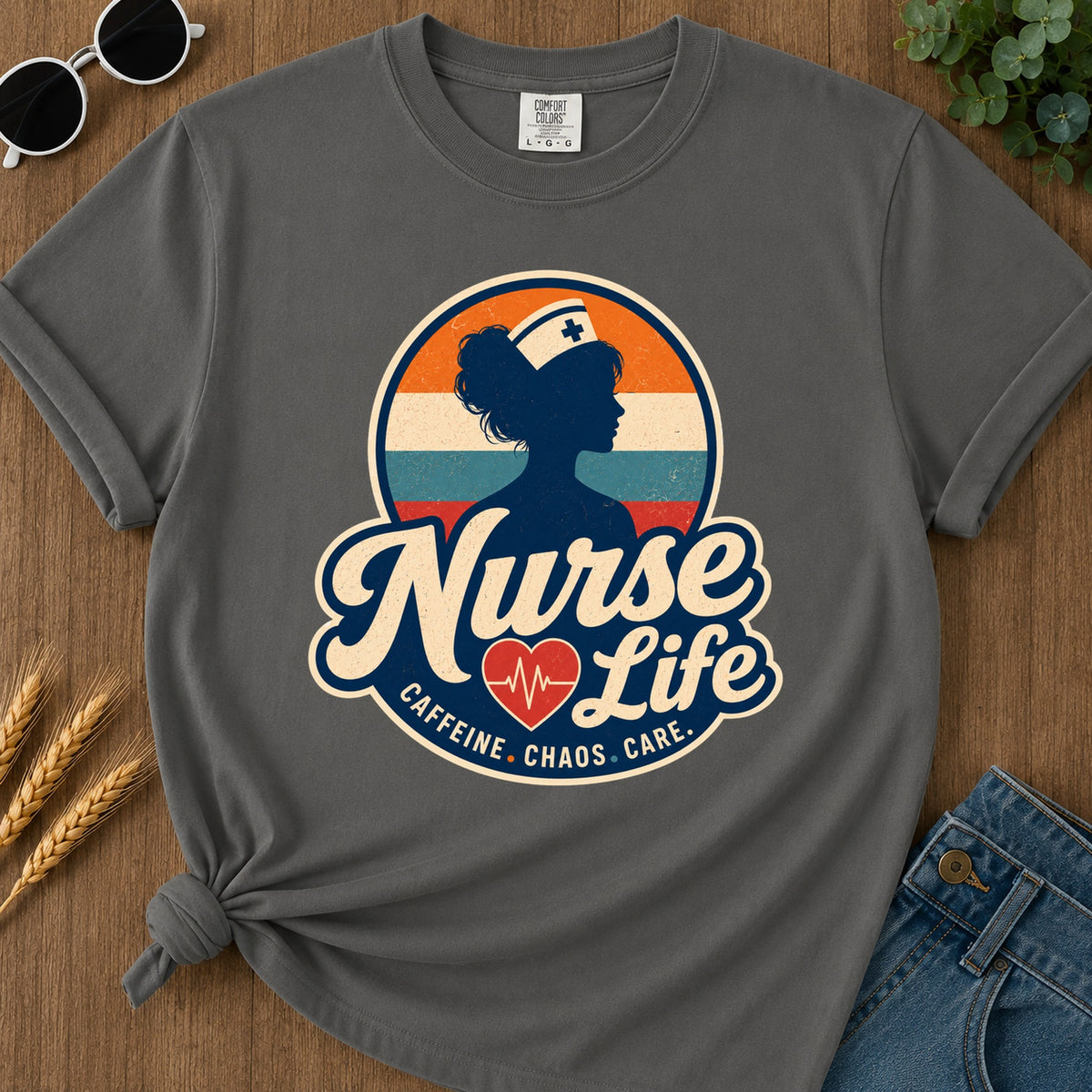 Caffeine Chaos Care T-Shirt - Pepper Mockup