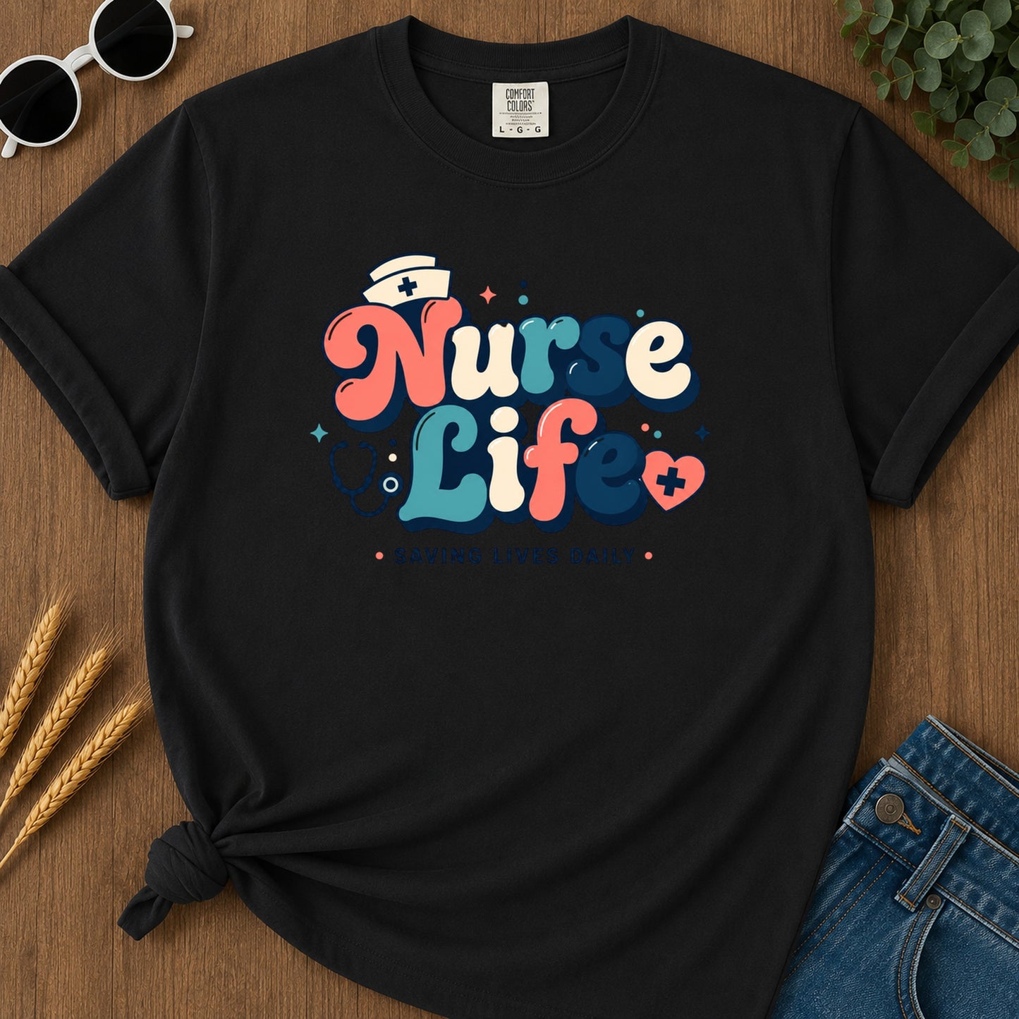 Bubbly Retro T-Shirt - Black Mockup