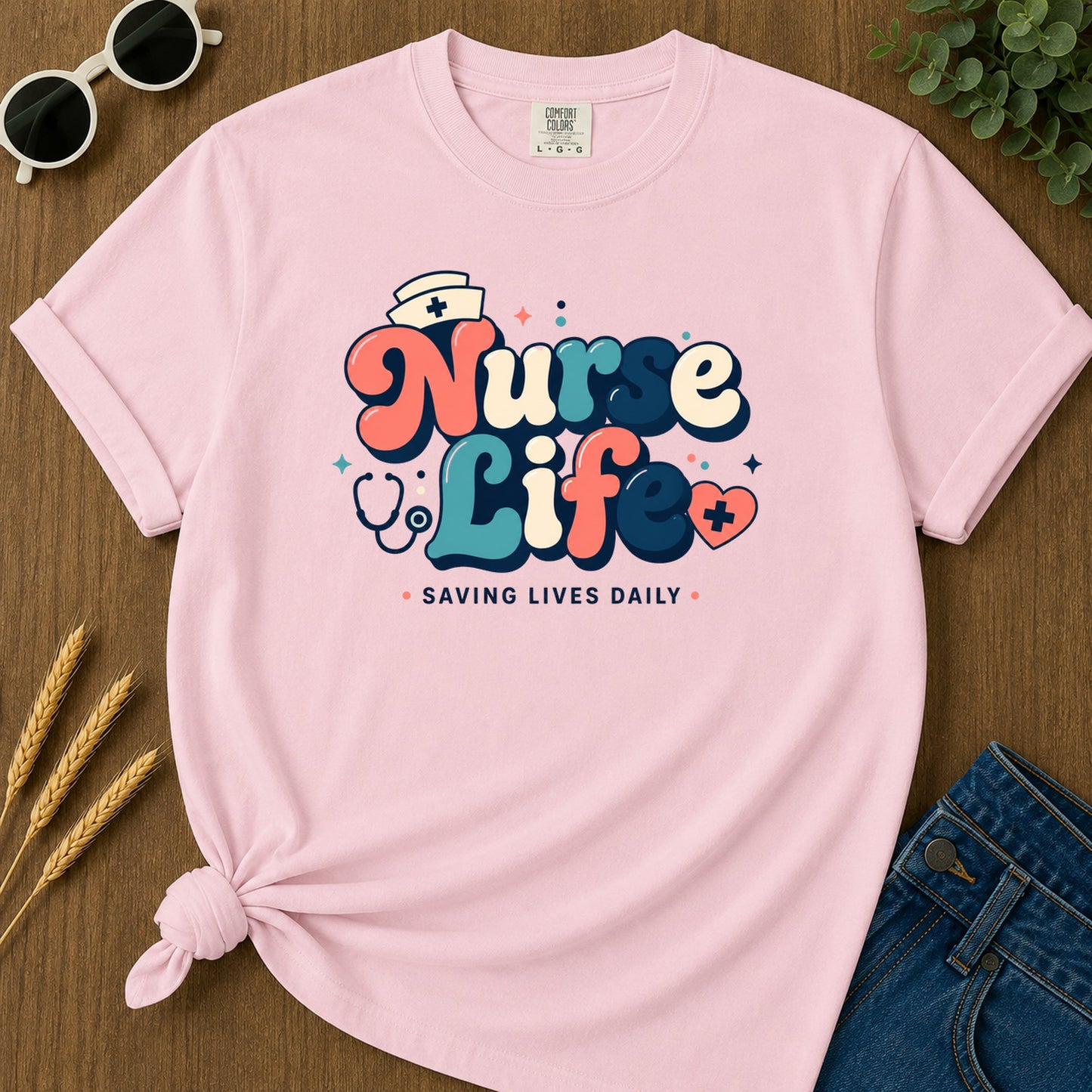 Bubbly Retro T-Shirt - Blossom Mockup