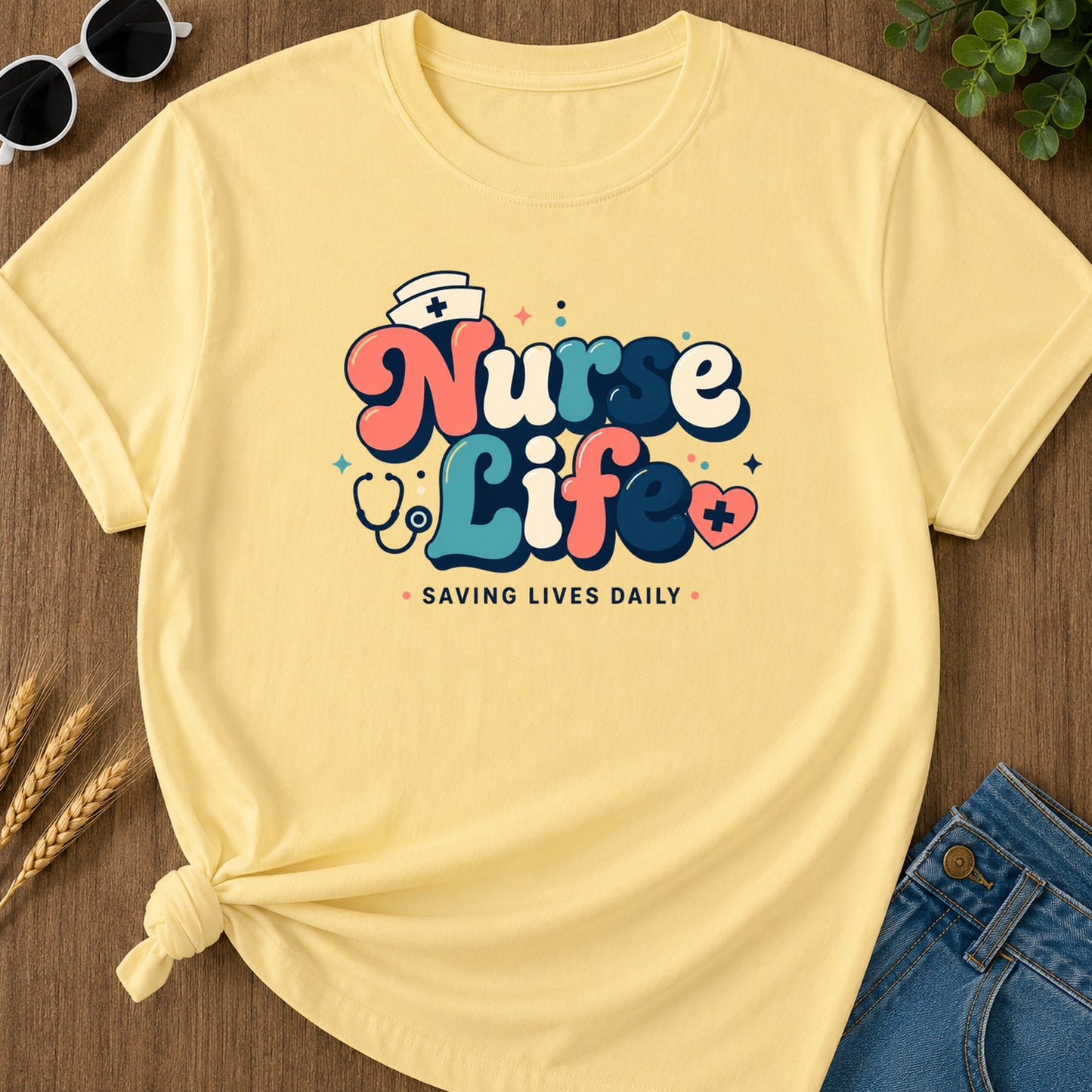 Bubbly Retro T-Shirt - Butter Mockup
