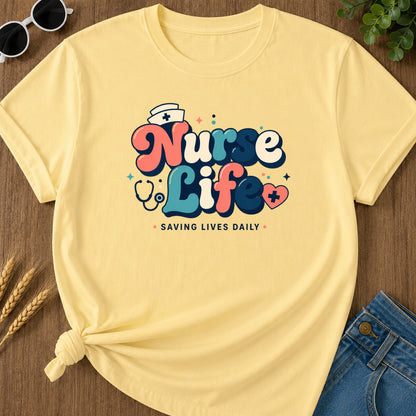 Bubbly Retro T-Shirt - Butter Mockup