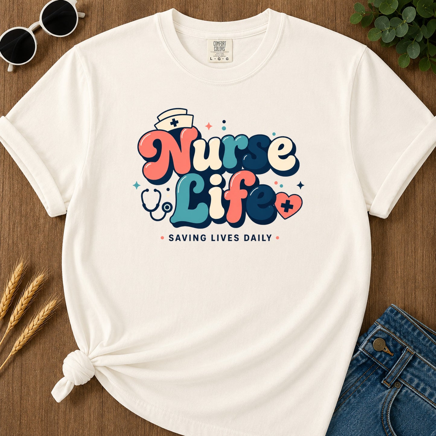 Bubbly Retro T-Shirt - Ivory Mockup