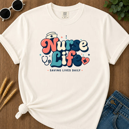 Bubbly Retro T-Shirt - Ivory Mockup