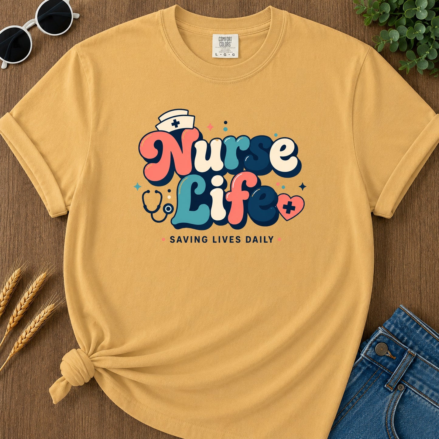 Bubbly Retro T-Shirt - Mustard Mockup