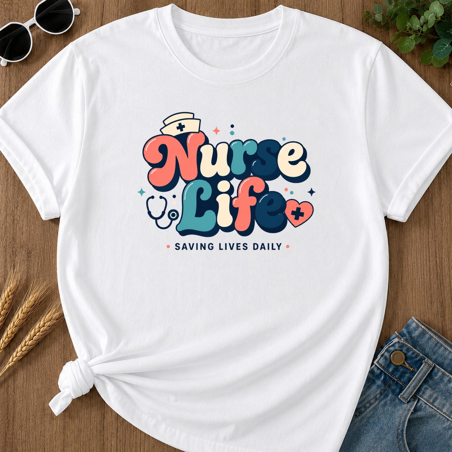 Bubbly Retro T-Shirt - White Mockup