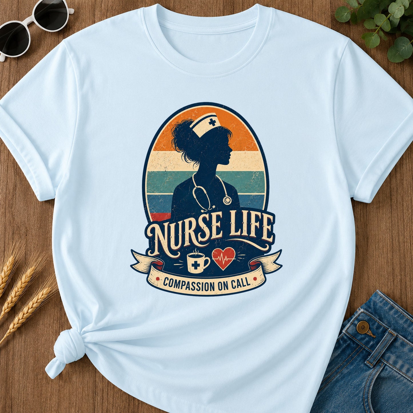Compassion Call 2 T-Shirt - Chambray Mockup