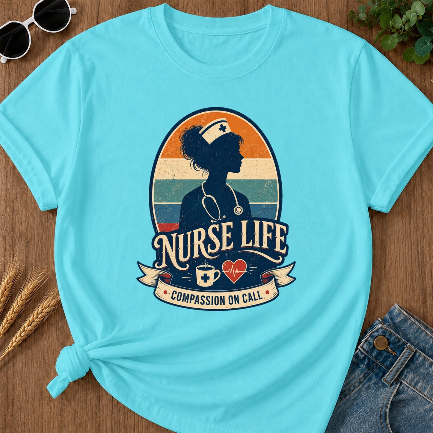 Compassion Call 2 T-Shirt - Lagoon Blue Mockup