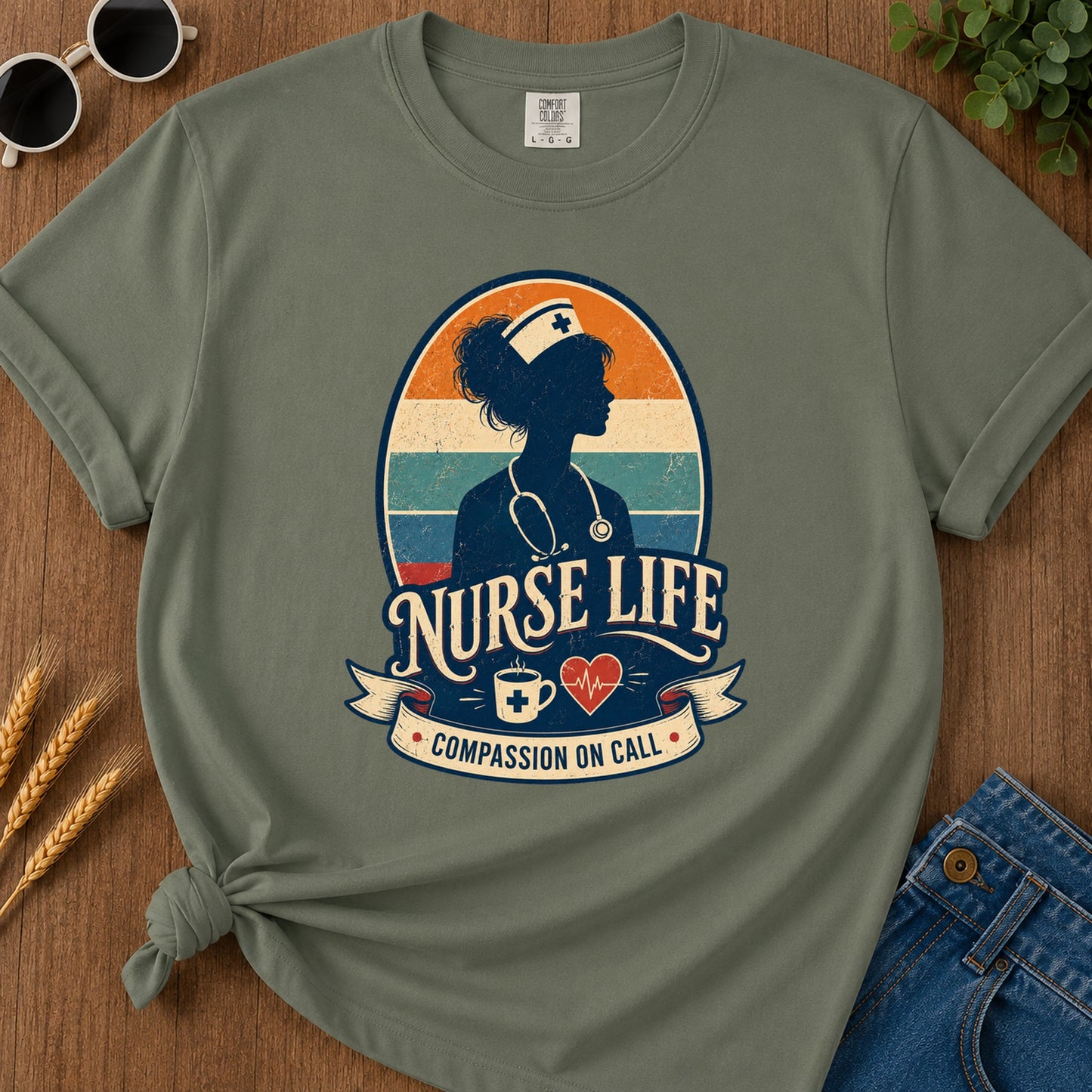Compassion Call 2 T-Shirt - Moss Mockup